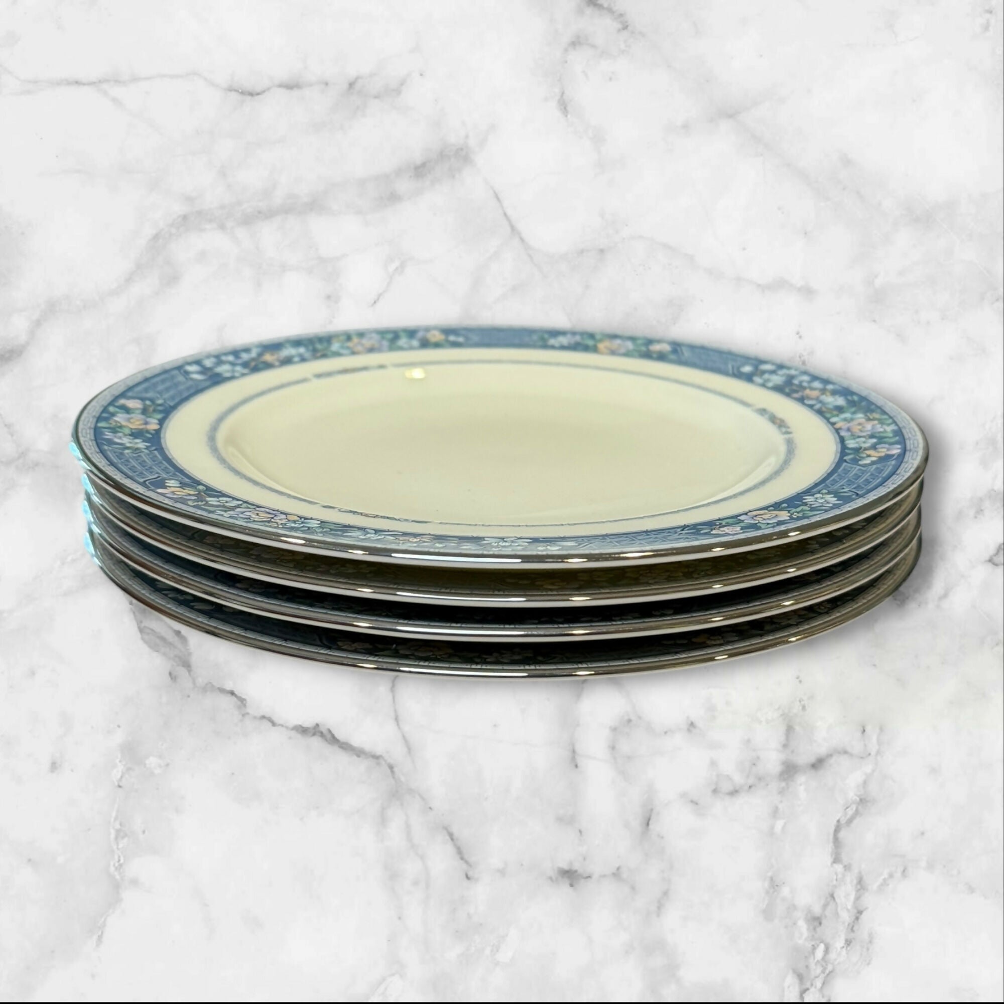 Noritake Randolph Blue Floral Salad Plates | Set of 4 | Excellent Condition