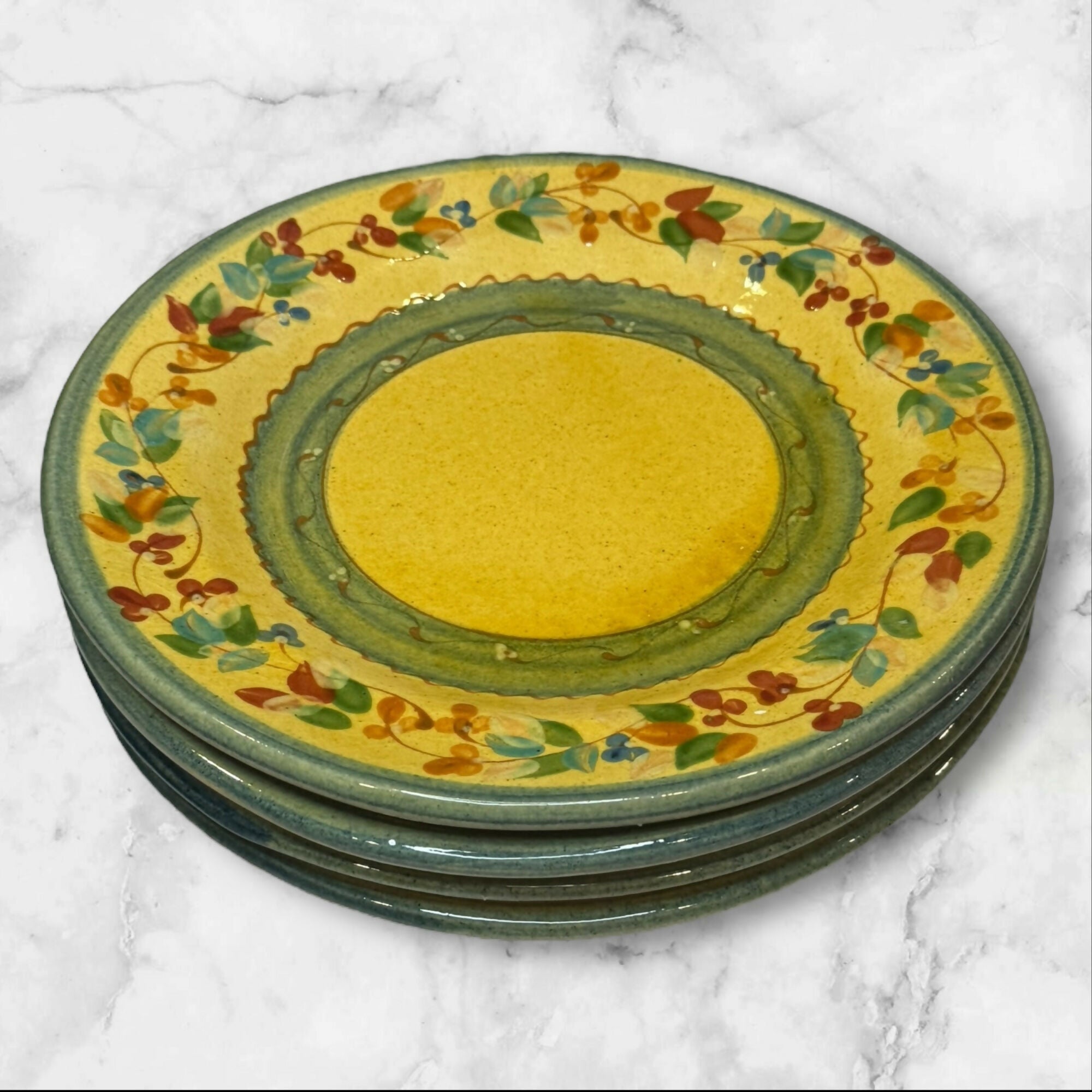Terre É Provence Divers Dinner Plates | Set of 4 | Hand-Painted | Excellent