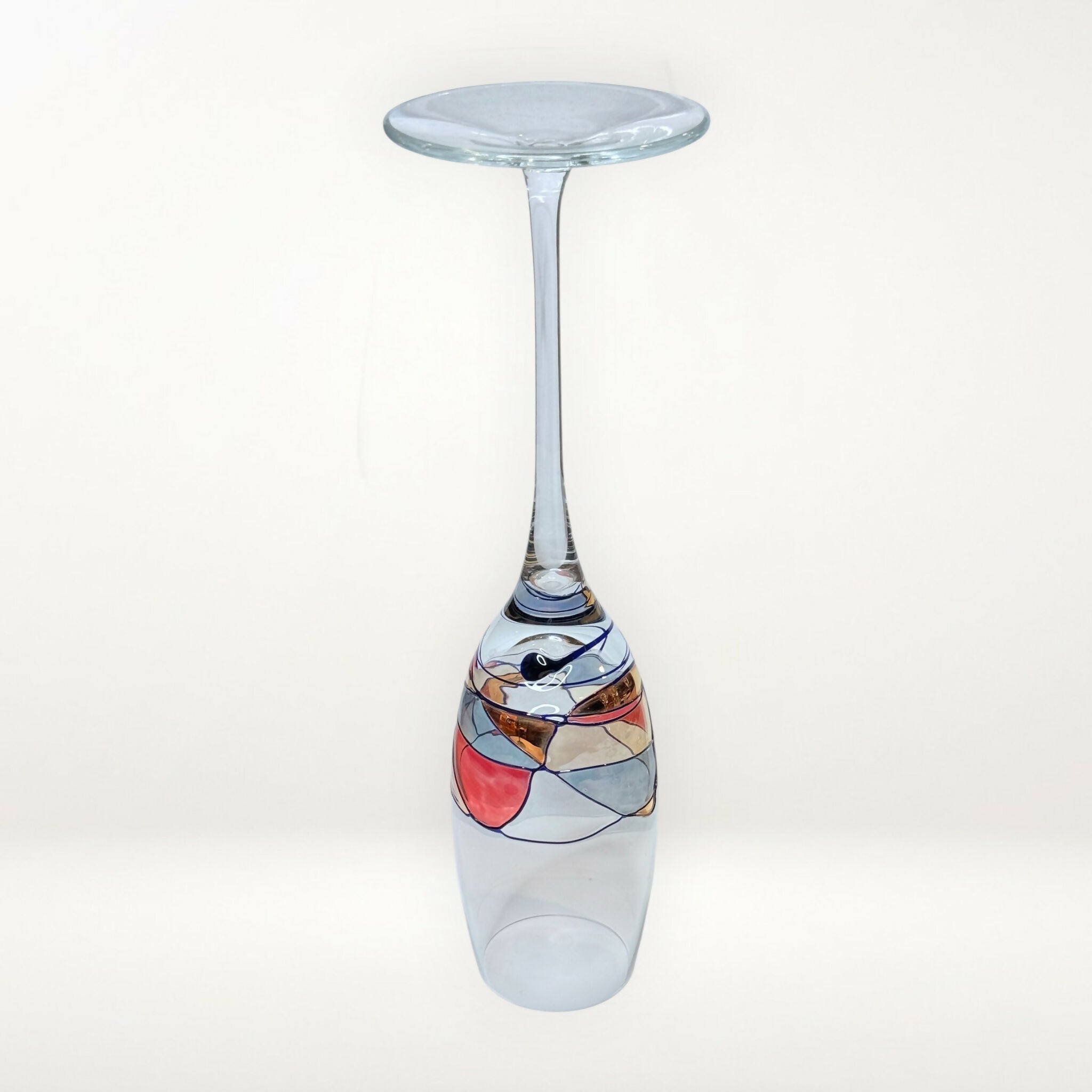 Romanian Murano Style Art Glass Champagne Flute | Hand Painted | Excellent