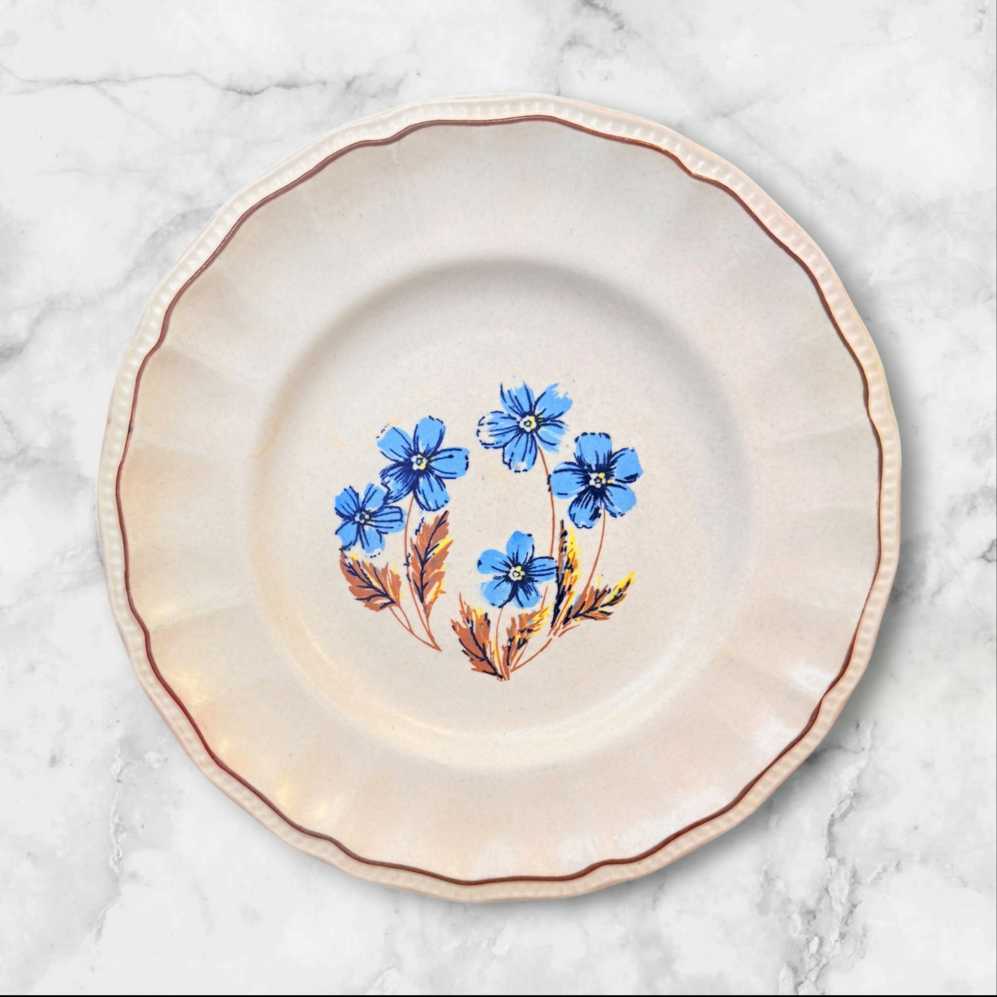 Kensington England Blue Floral Ironstone Dinner Plates Set of 4 | Good Condition