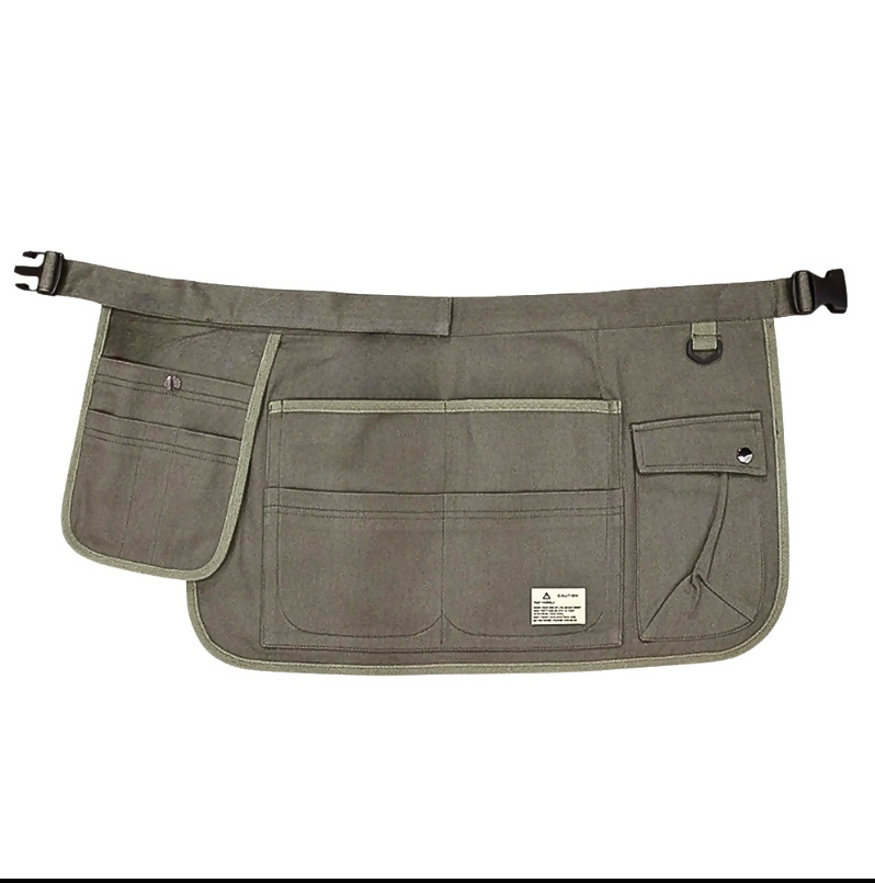 Anypron Army Green Canvas Gardening Tool Apron with Multi Pockets