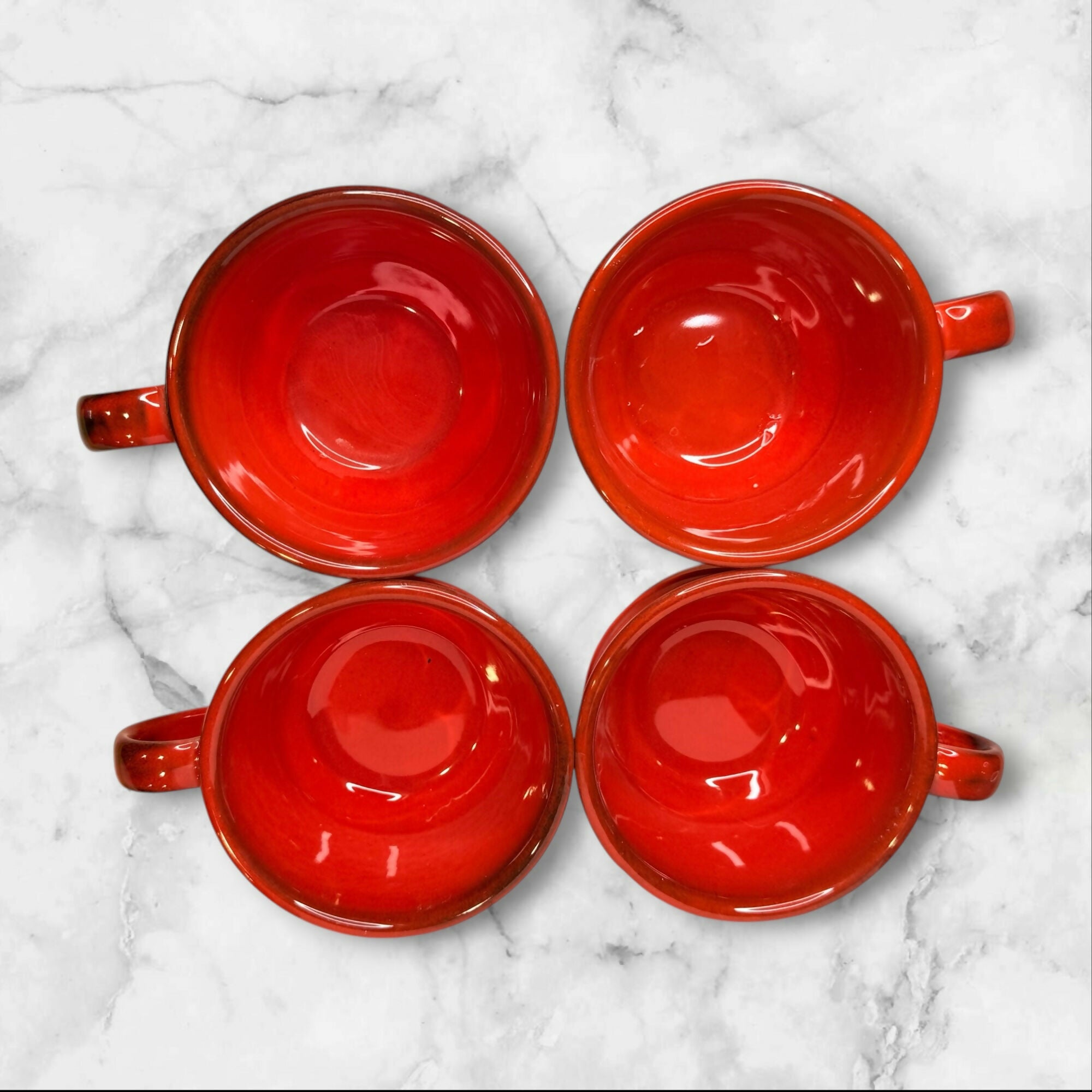 Metlox Poppytrail Red Rooster Red Mugs & Creamer Set | Vintage USA Pottery