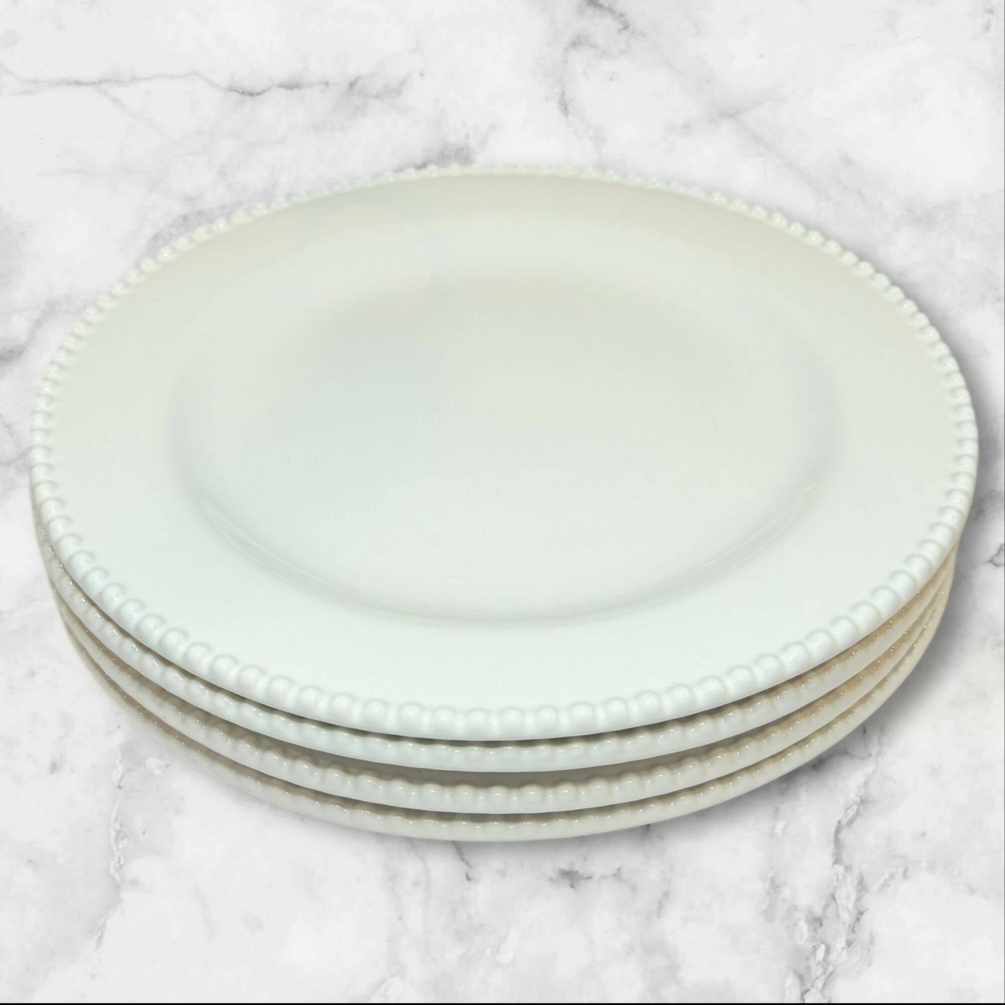 Matceramica Perola White Dinner Plates | Set of 4 | Great Condition