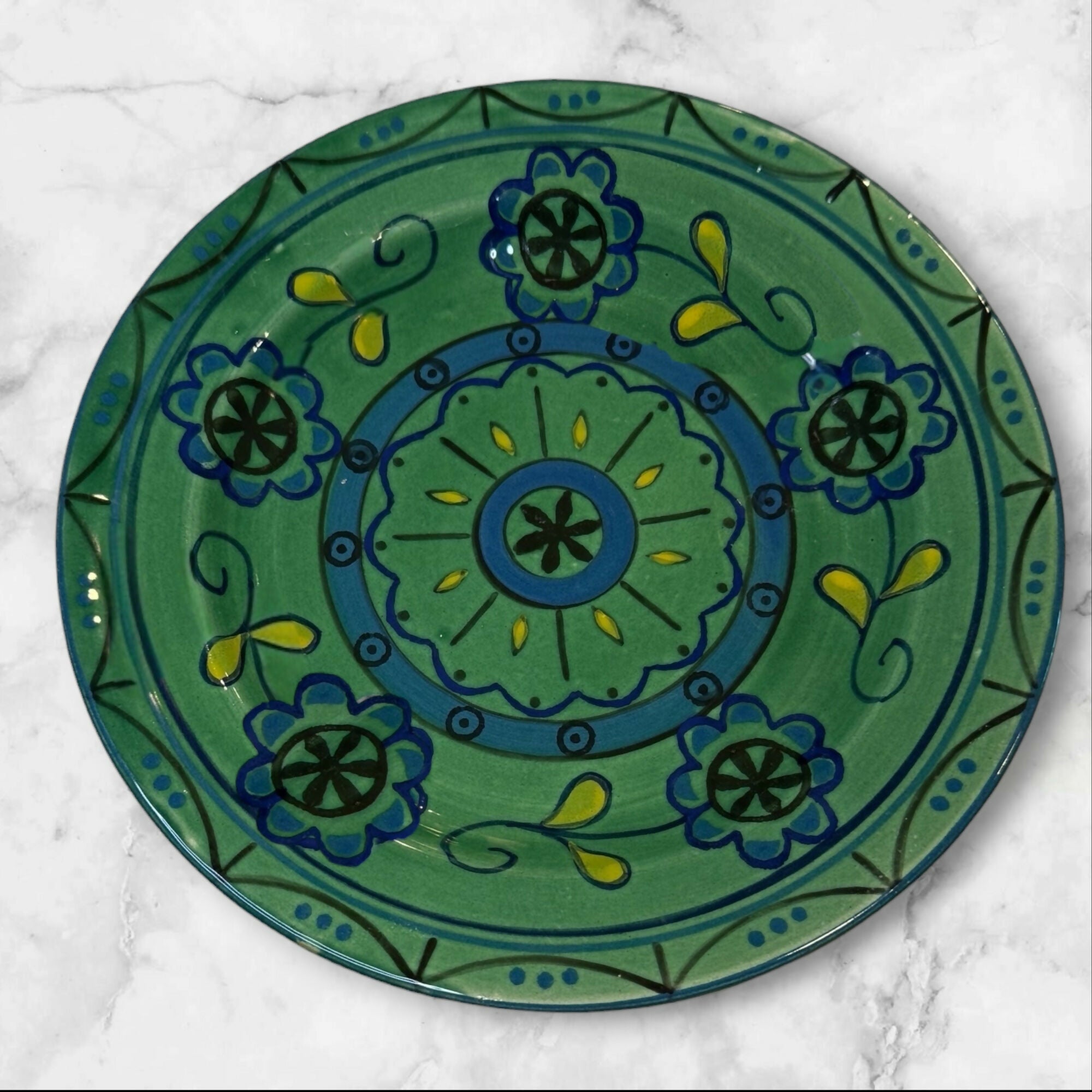 Anthropologie Hand Painted Boho Dinner Plates | Set of 4 | Excellent