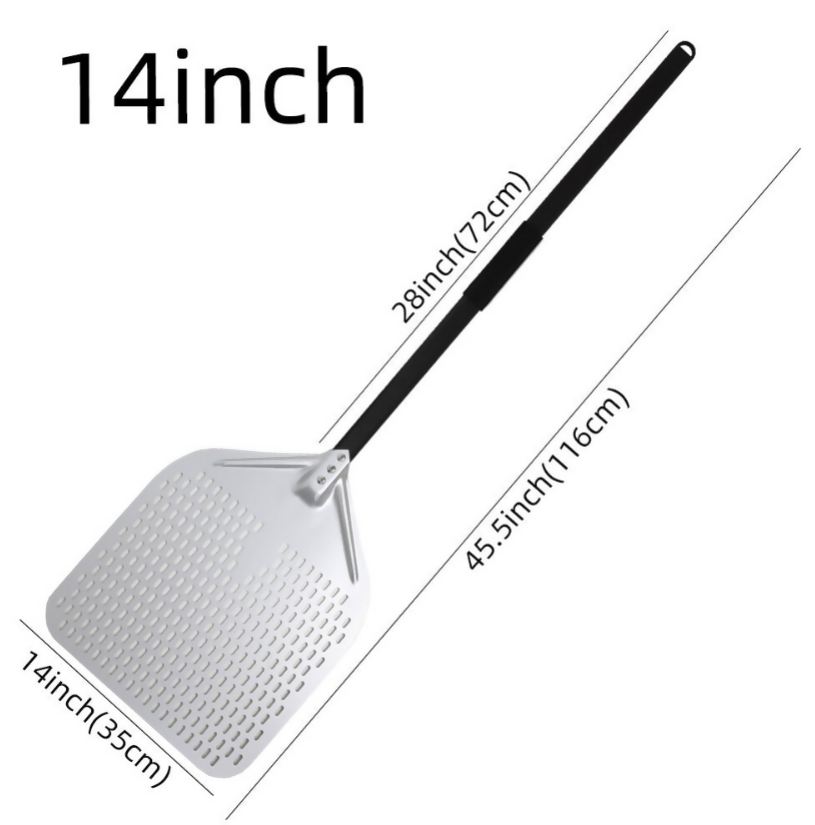 Anygleam Pizza Shovel 35 cm X 116cm Silver for Perforated Peel with Metal Handle Oven Turning Baking Accessory