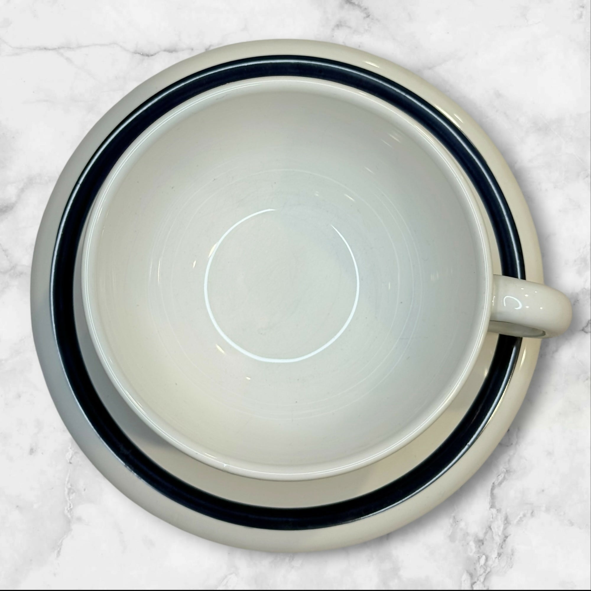 Nautica Signature Cup Saucer Set Blue Stripe | Set of 4 | Excellent Cond