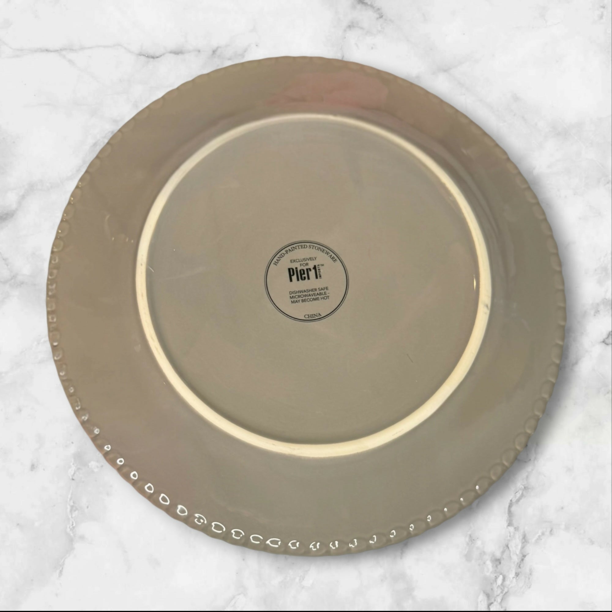 Pier 1 Gray Beaded Stoneware Dinner Plates | Set of 4 | Great Condition