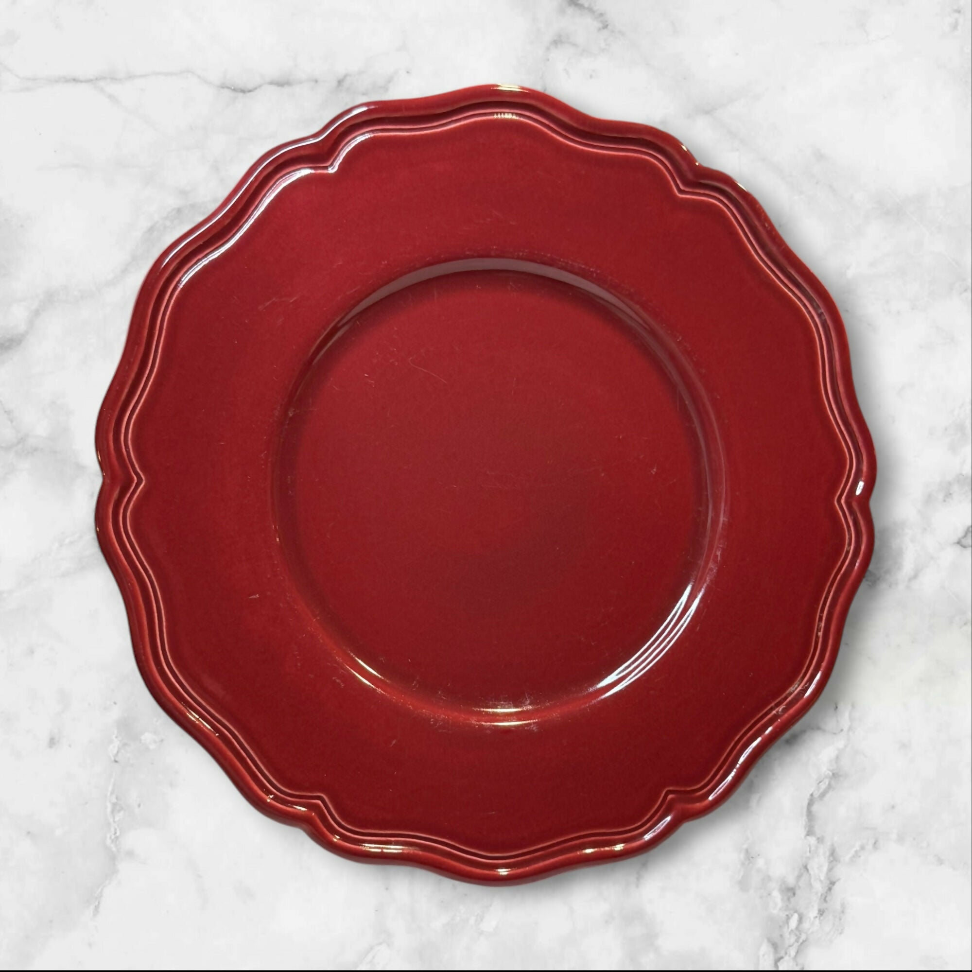Bitossi Dossia Burgundy Glaze Dinner Plates | Set of 4 | Good Condition