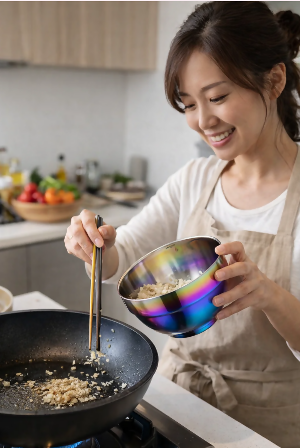 Anygleam Pink Rainbow Rice Bowls – 2Pcs Small Stainless Steel, Single-Layer Anti-Scalding Cooking Utensils