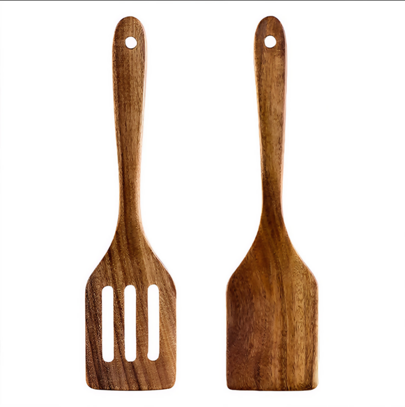 Anygleam Wood 2pcs Kitchen Spatula Food Kitchen Tableware