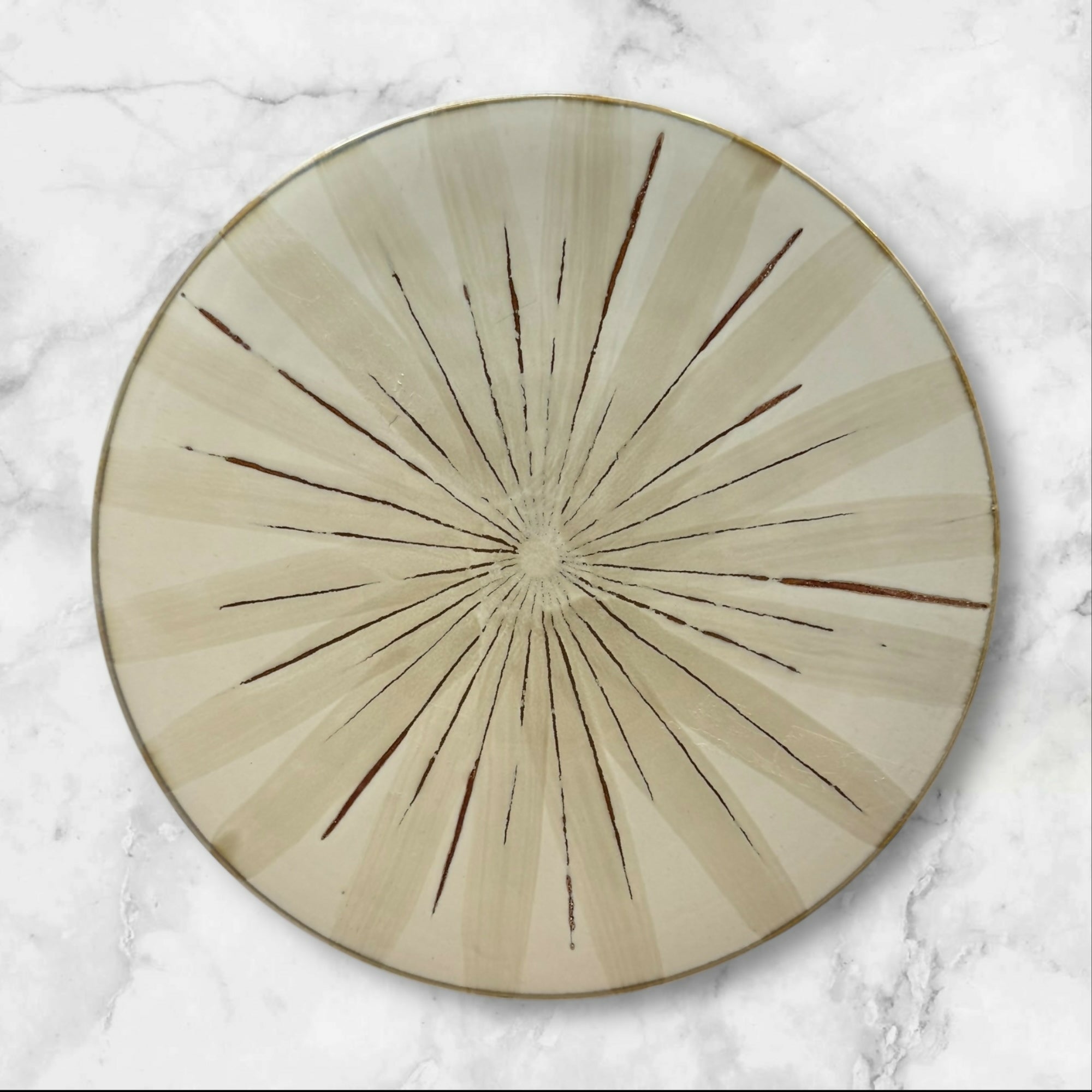 Pier 1 Sanctuary Dinner Plates Set of 4 | 11.5” Tan Starburst