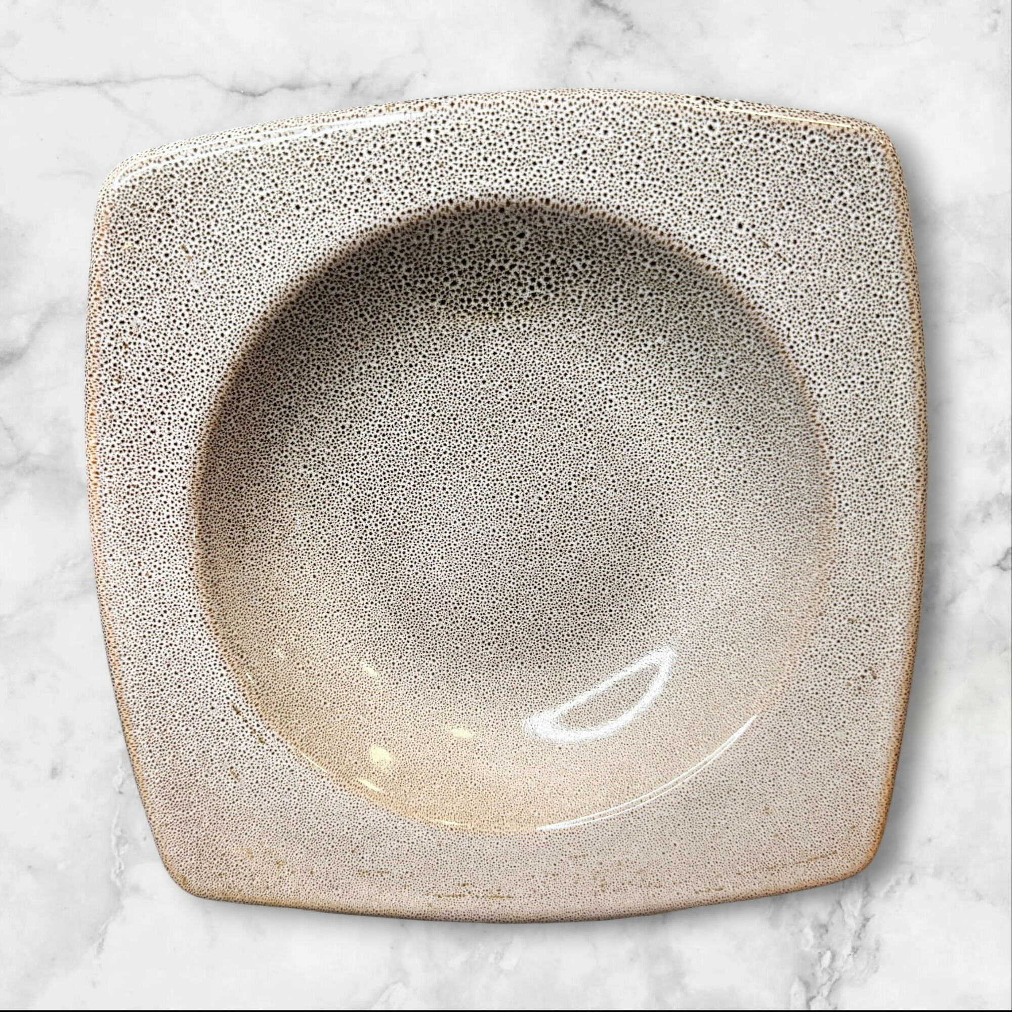 Speckled Stoneware Square Pasta Bowls | Set of 4 | Excellent Condition