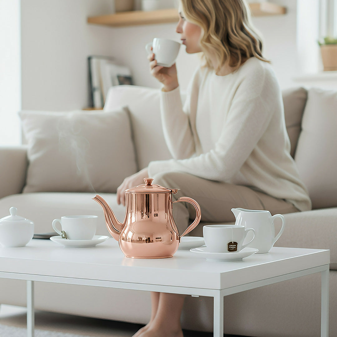 Anygleam Rose Gold Stainless Steel Teapot with Filter – Multi-Purpose Kettle for Coffee, Tea, Oil & Seasonings