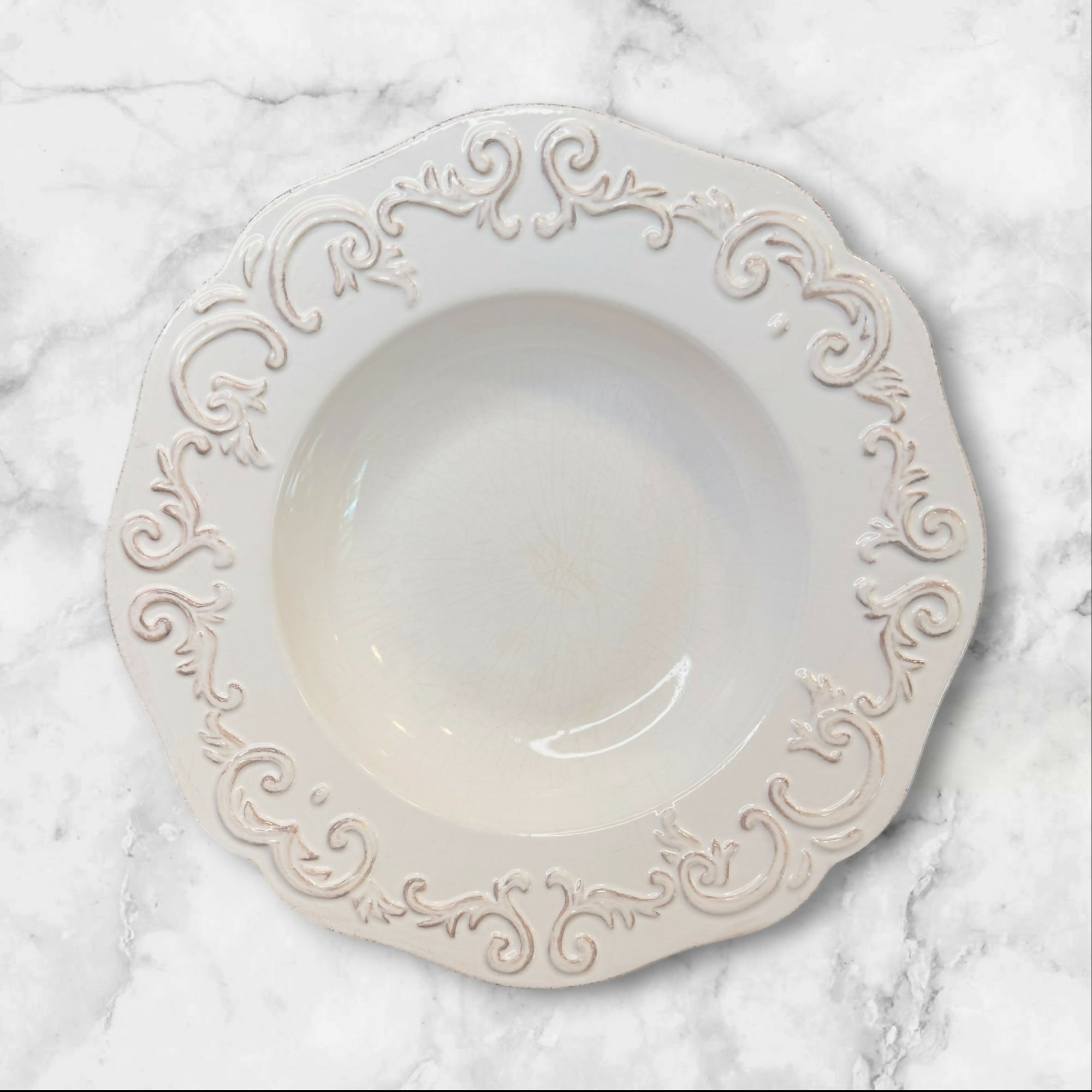 Sur La Table Baroque Embossed Pasta Bowls | Set of 6 | Gently Used