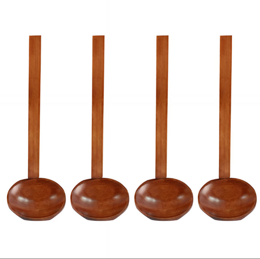 Anygleam Brown 4pcs Wooden Strainer Soup Spoon Kitchen Tableware