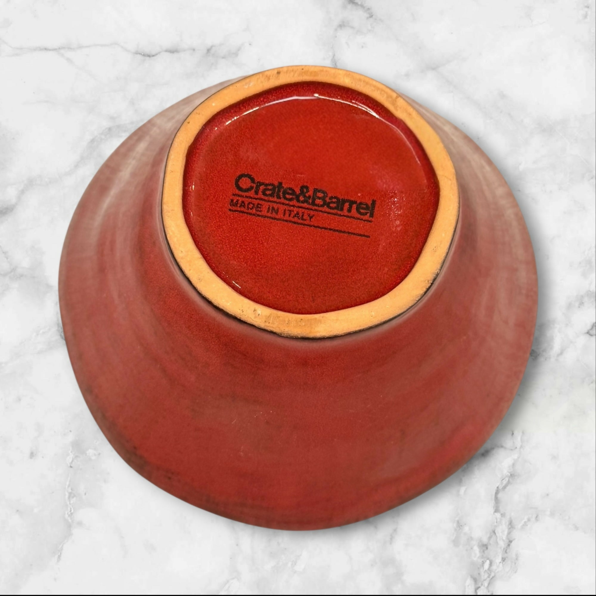 Crate & Barrel Rustic Red Freeform Soup Cereal Bowls | Set of 4 | Italy