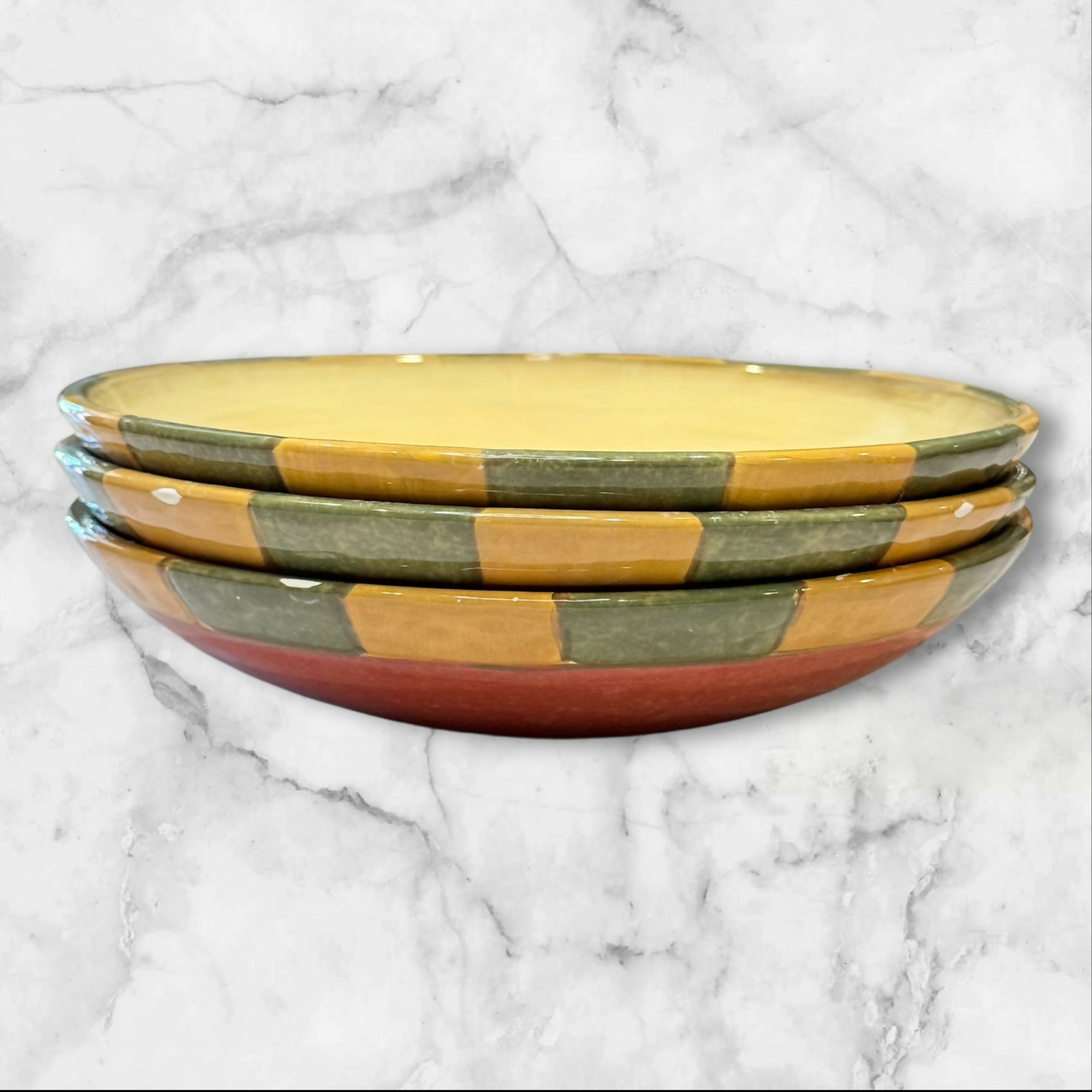 Clay Art Tuscan Olive Soup Bowls | Set of 3 | Gently Used