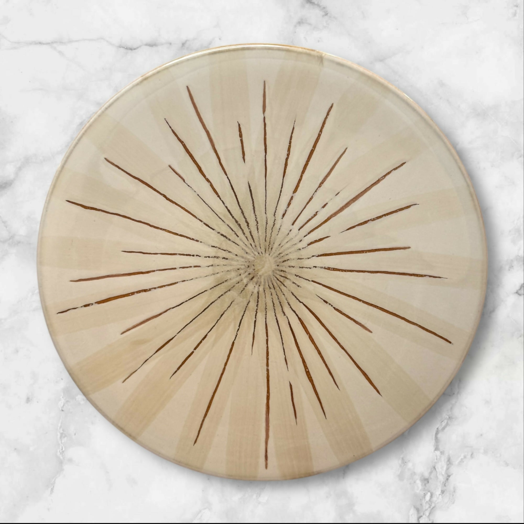 Pier 1 Sanctuary Dinner Plates Set of 4 | 11.5” Tan Starburst
