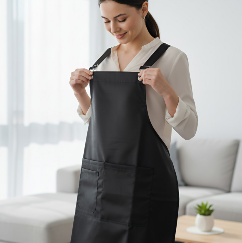 Anypron Black Work Apron with Pockets for Chef Stylist Florist