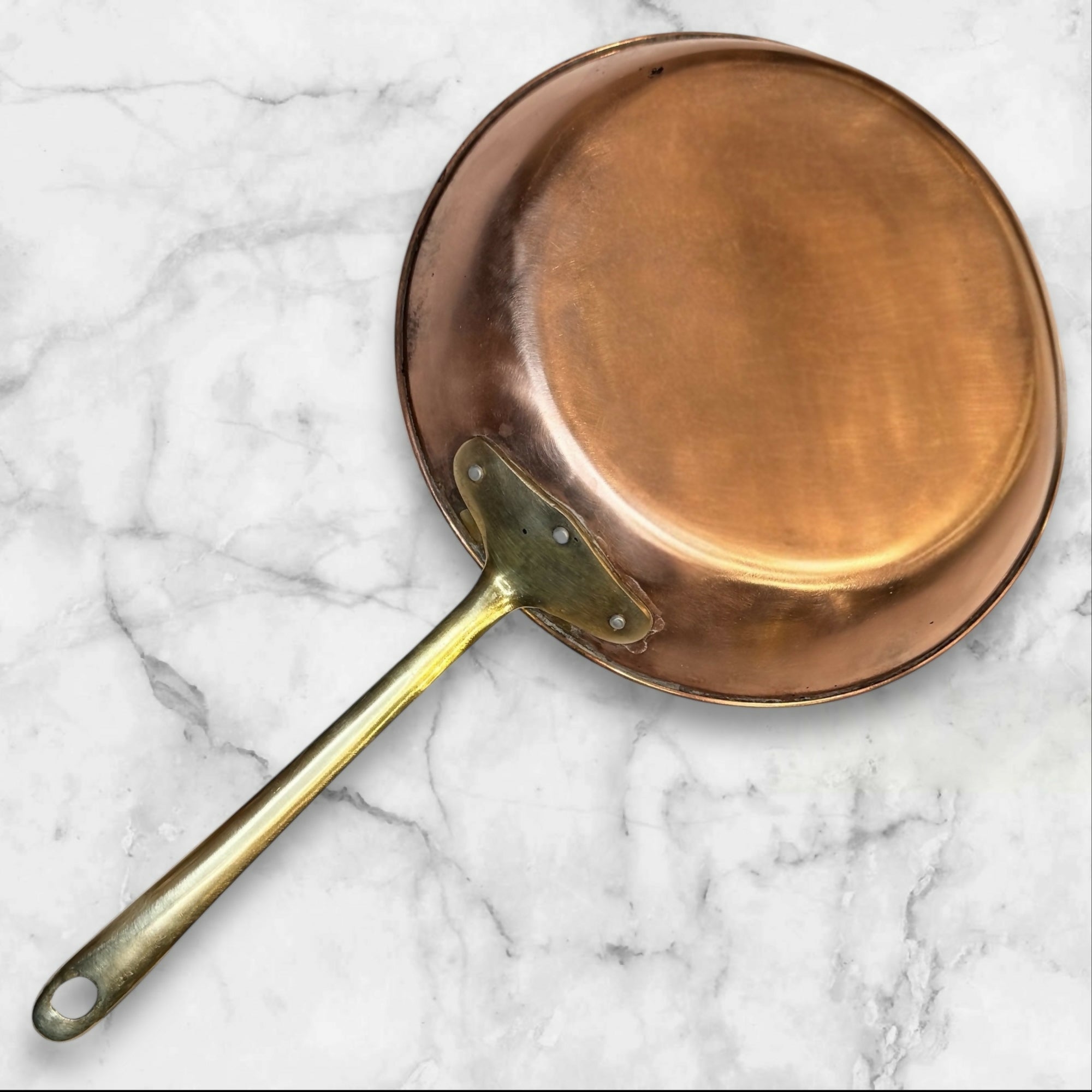 Vintage Copper Fry Pan 9.5 Inch Brass Handle | French Style | Good Cond