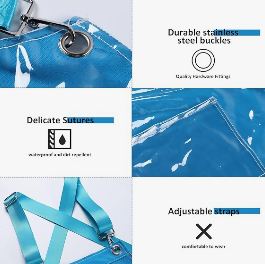 Anypron Waterproof Canvas Kitchen Apron Blue for Cooking and Work