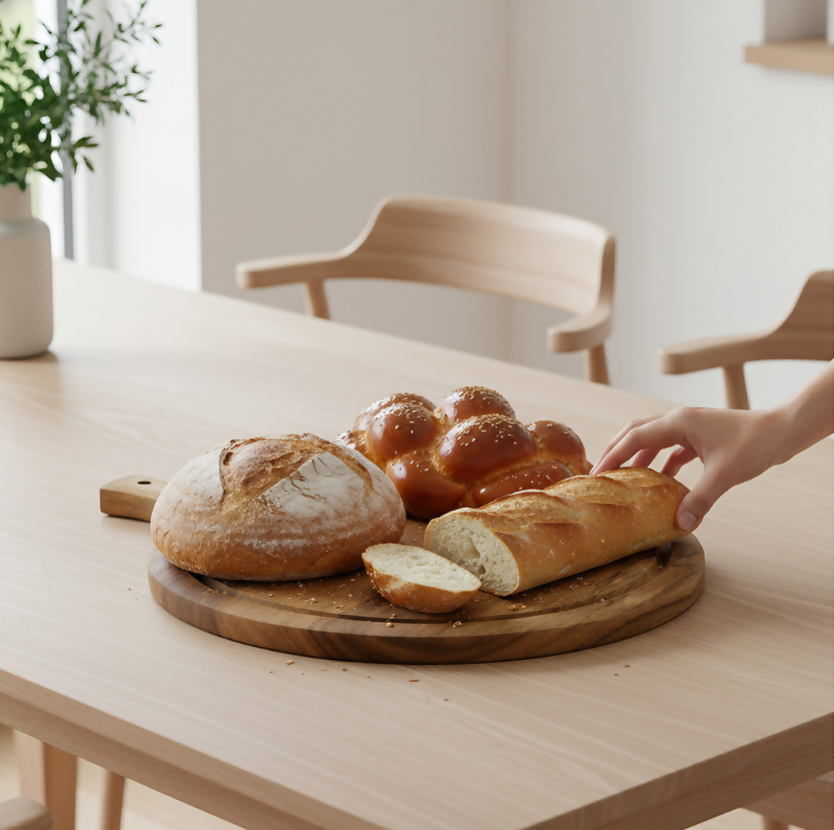 Anygleam Natural Wood Round Wood Cutting Board Food Kitchen Tableware