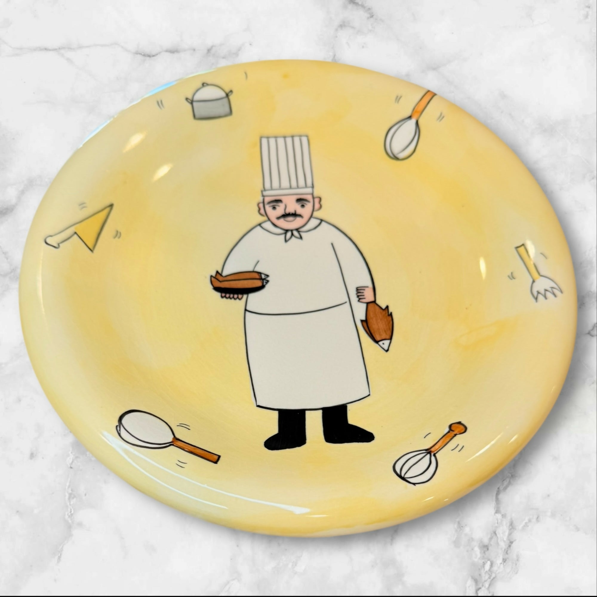Sur La Table Chef Yellow Salad Plates | Set of 4 | Good Condition