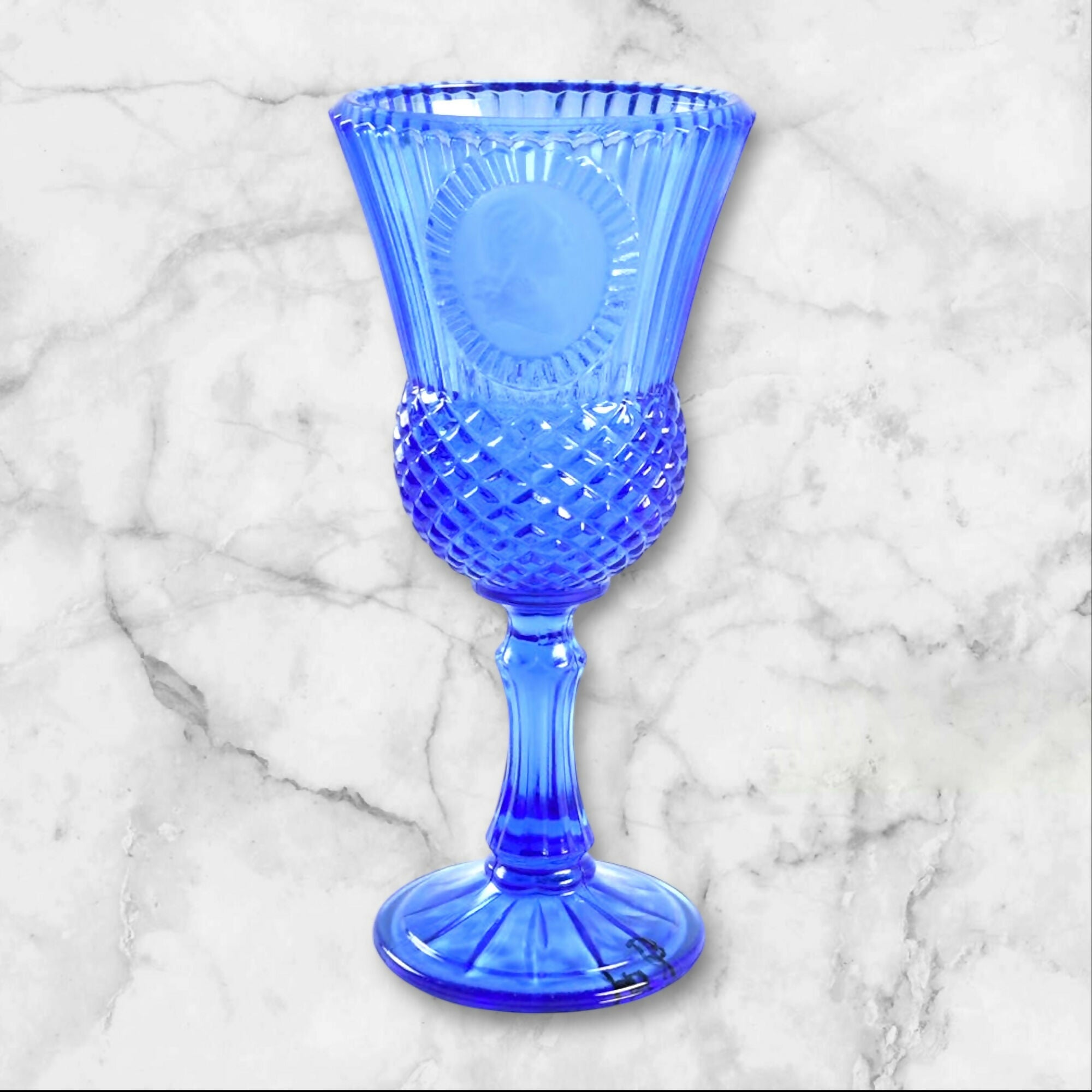 Avon George Washington Blue Glass Water Goblets | Set of 2 | Excellent Condition