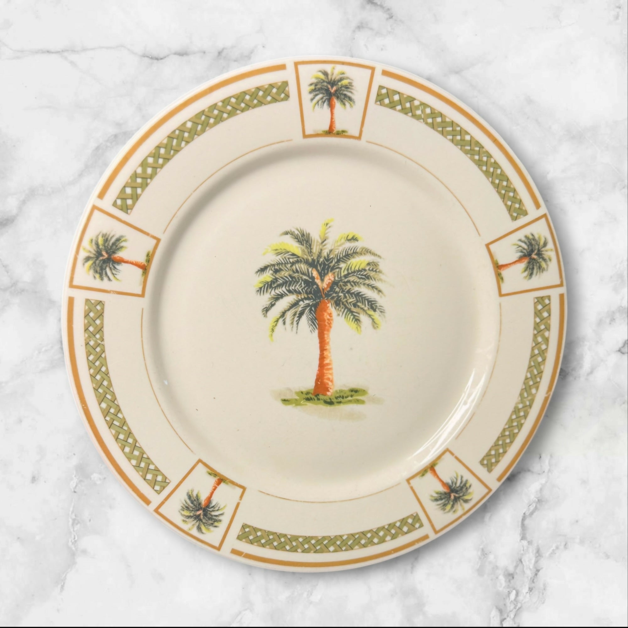 Gibson Palm Bay Dinner Plates Set of 5 Tropical Palm Tree Gently Used