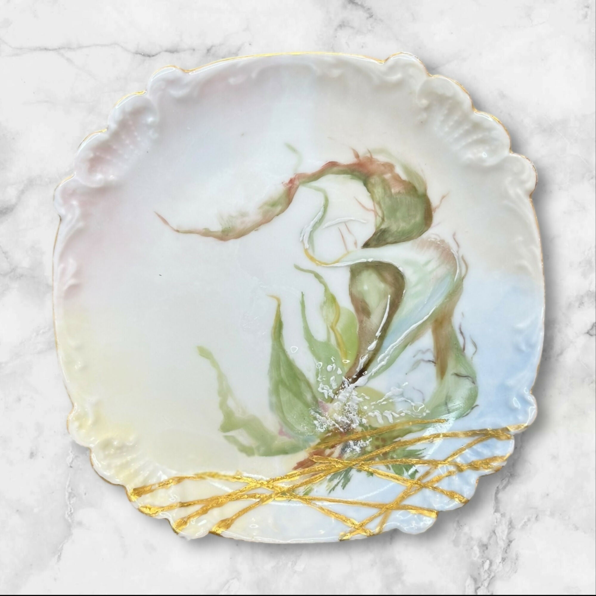 Antique Haviland Limoges Elite Hand Painted Seashell Plates | Set of 7 | Excellent Condition