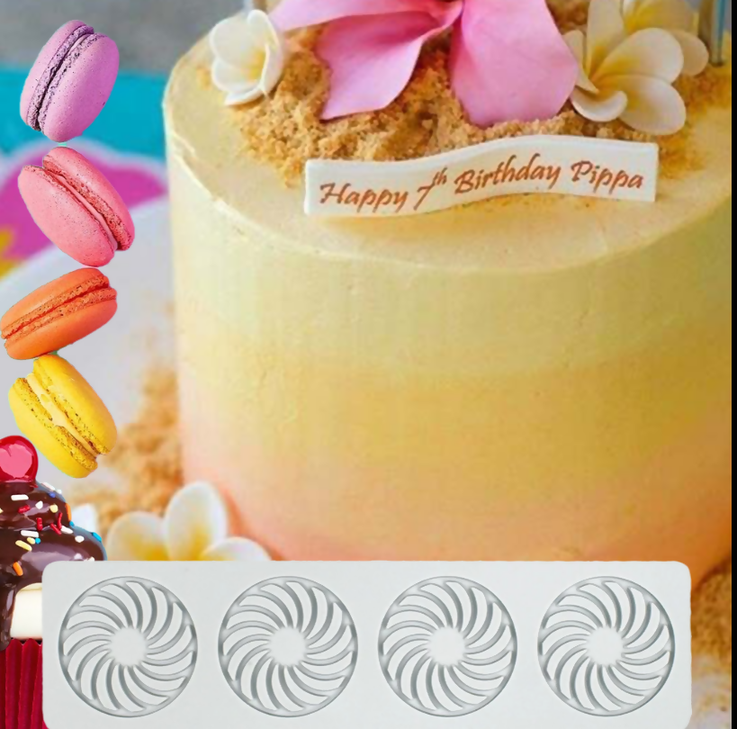 Anygleam Fondant Molder Grey Whirlwind Circle Lace Pad Silicone Cake Baking Confectionery Tools