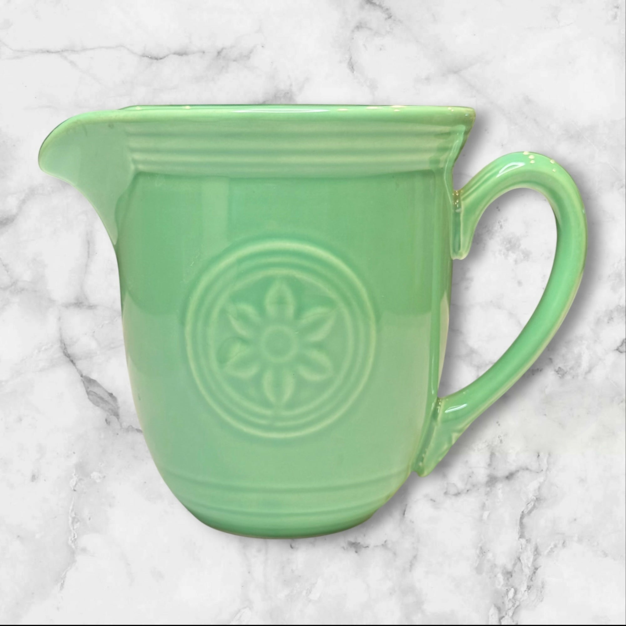 Oneida Petals Sea Foam Stoneware Creamer | Green Pitcher | Excellent Condition