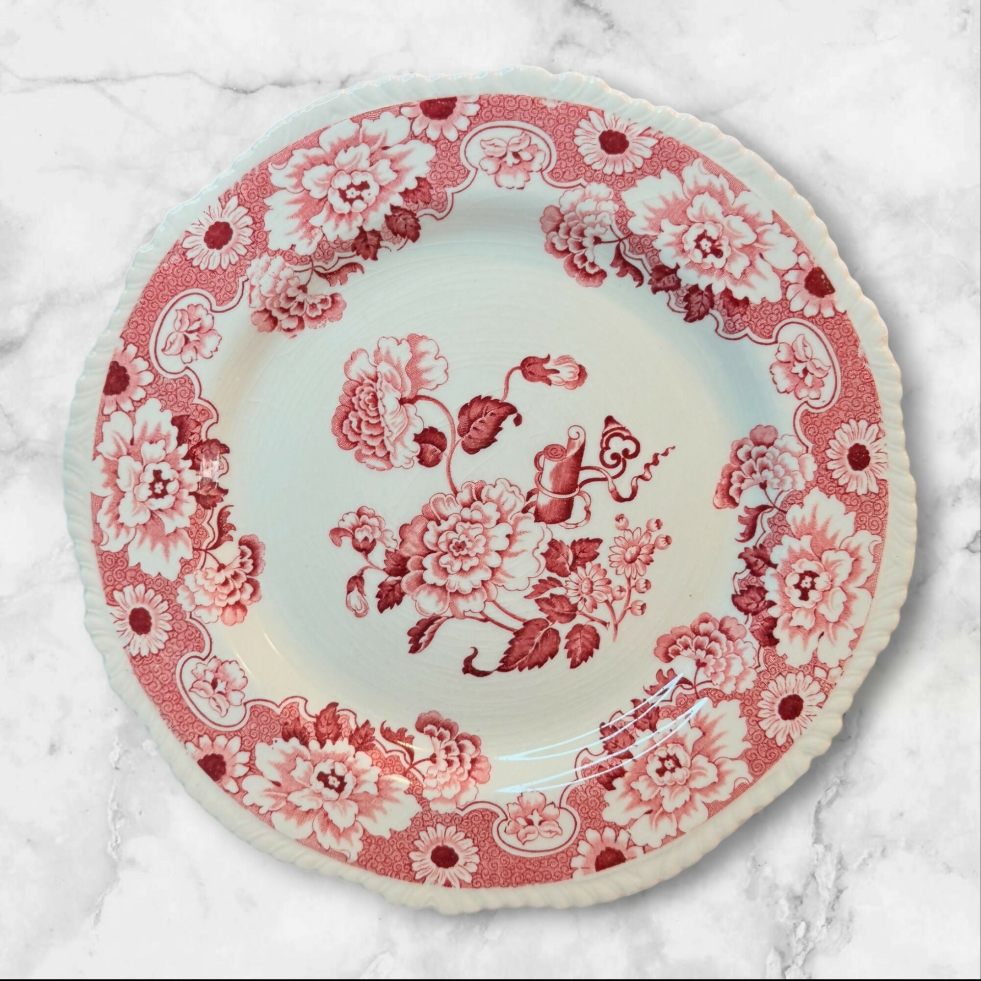 Wood & Sons Cambridge Red Transferware Dinnerware Set of 8 | Great Condition