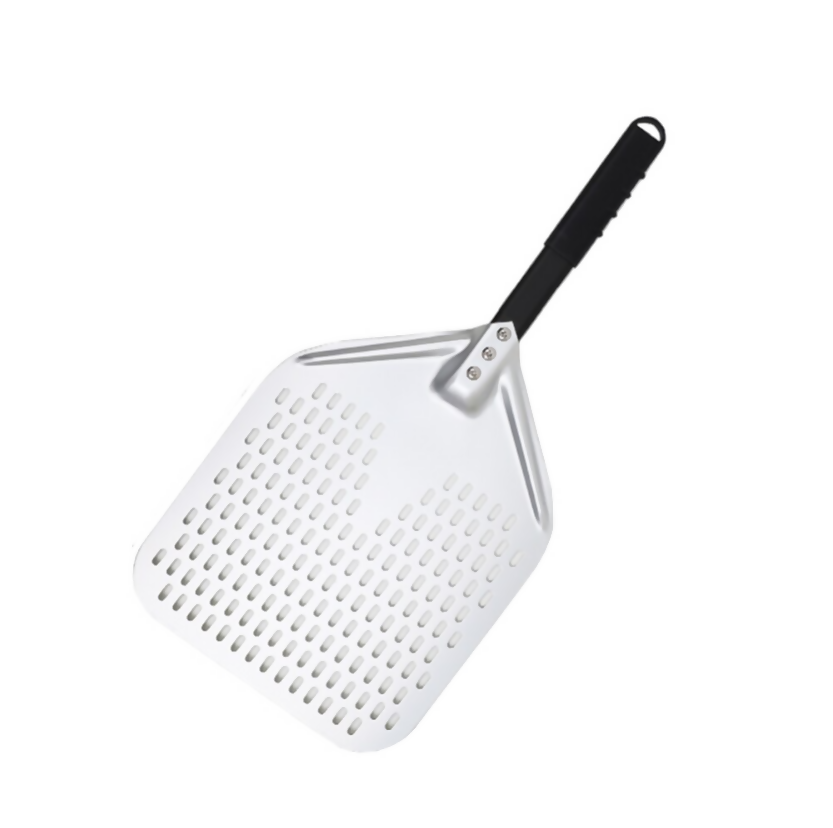 Anygleam Pizza Shovel 35 cm X 64cm Silver for Perforated Peel with Metal Handle Oven Turning Baking Accessory