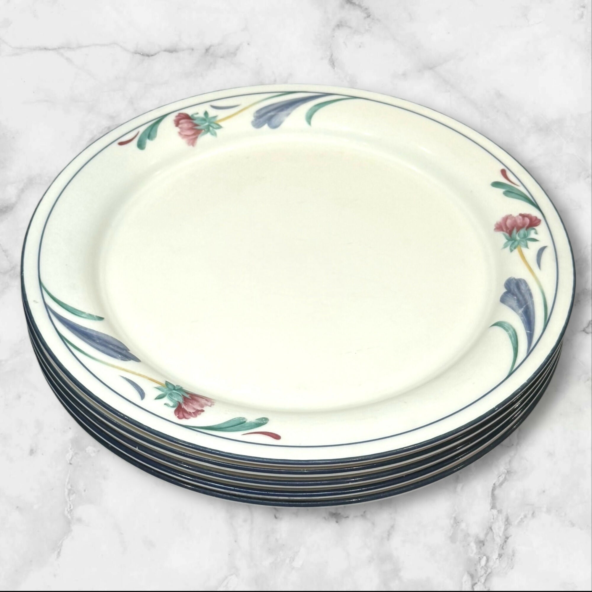 Lenox Poppies on Blue Dinner Plates | Set of 5 | Excellent Condition