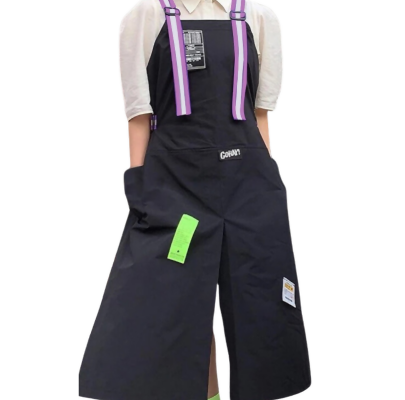 Anypron Black Purple Kitchen Apron 2 Bags Waterproof Oil-Resistant Bibs Adjustable