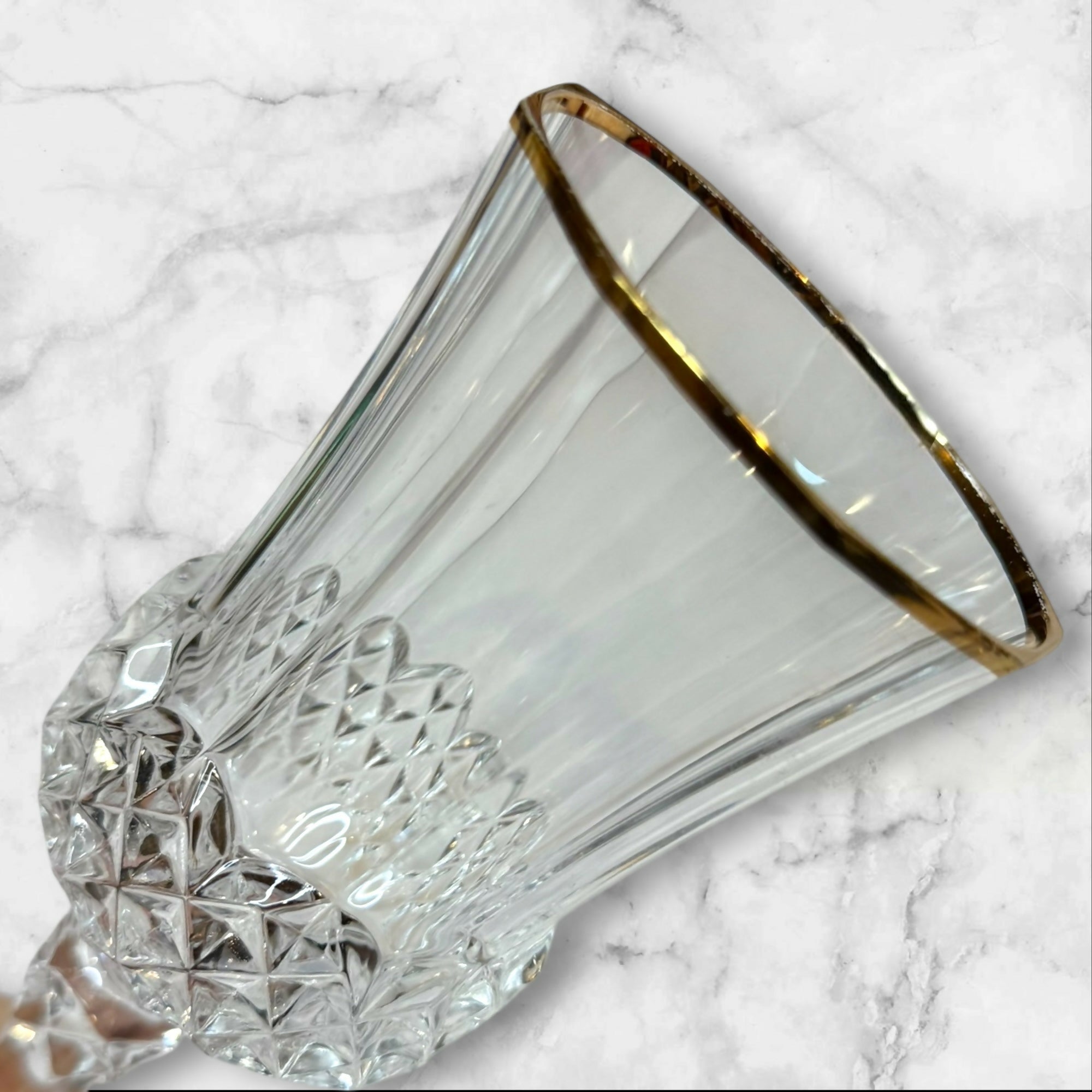 Cristal D’Arques Longchamp Gold Wine Glasses | Set of 5 | Excellent