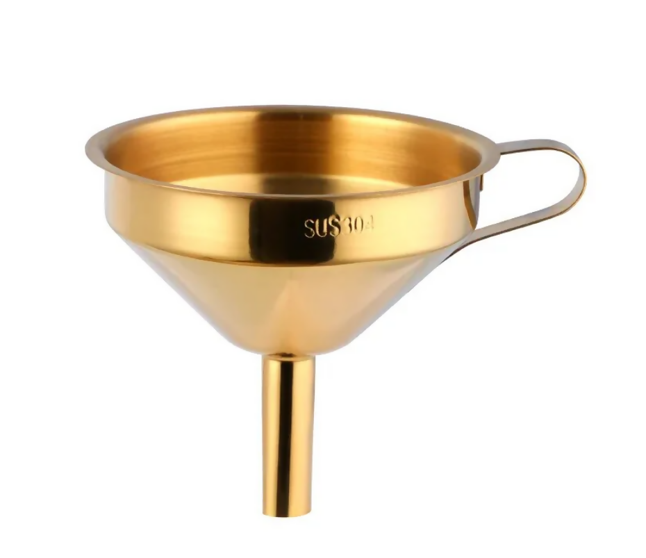 Anygleam Stainless Steel Funnel with Detachable Strainer –1 Pc Gold Wide Cone Mouth for Small Jars, Silver Kitchen Utensil