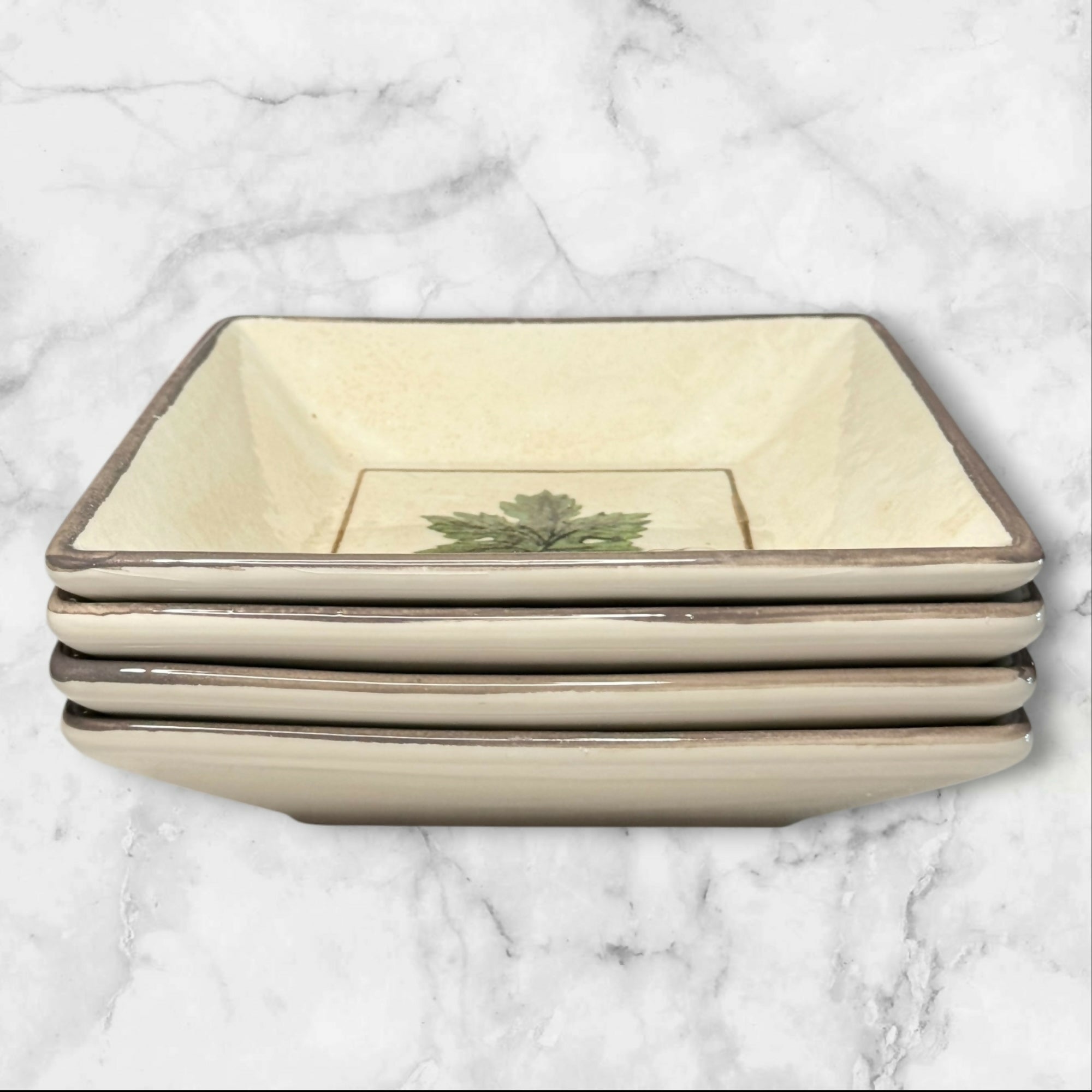Williams Sonoma Botanical Leaf Square Bowls | Set of 4 | Excellent