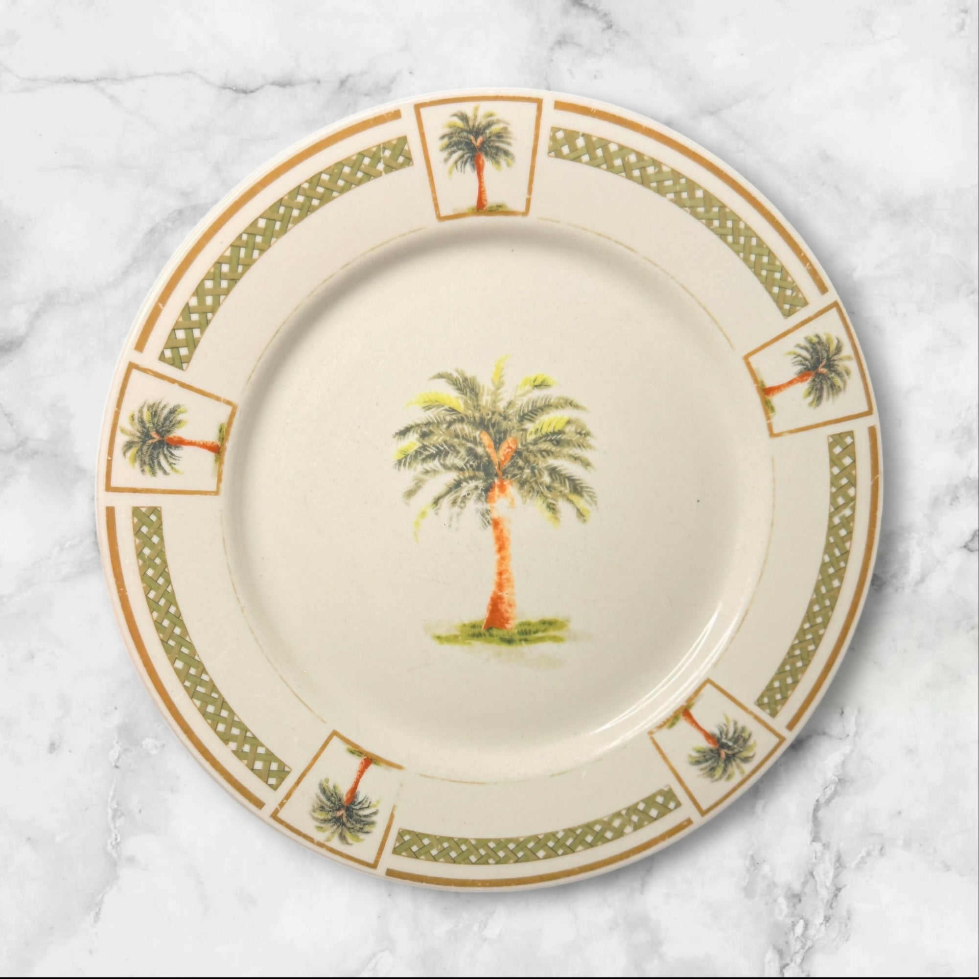 Gibson Palm Bay Dinner Plates Set of 5 Tropical Palm Tree Gently Used
