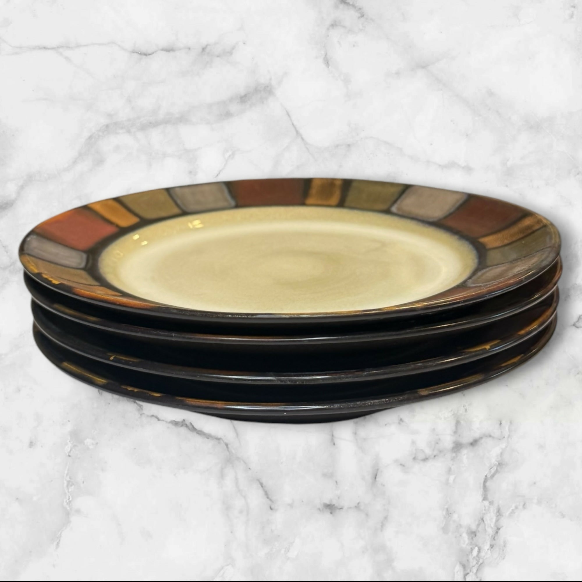 Pier 1 Mosaic Salad Plates Set of 4 | Discontinued Stoneware | Gently Used