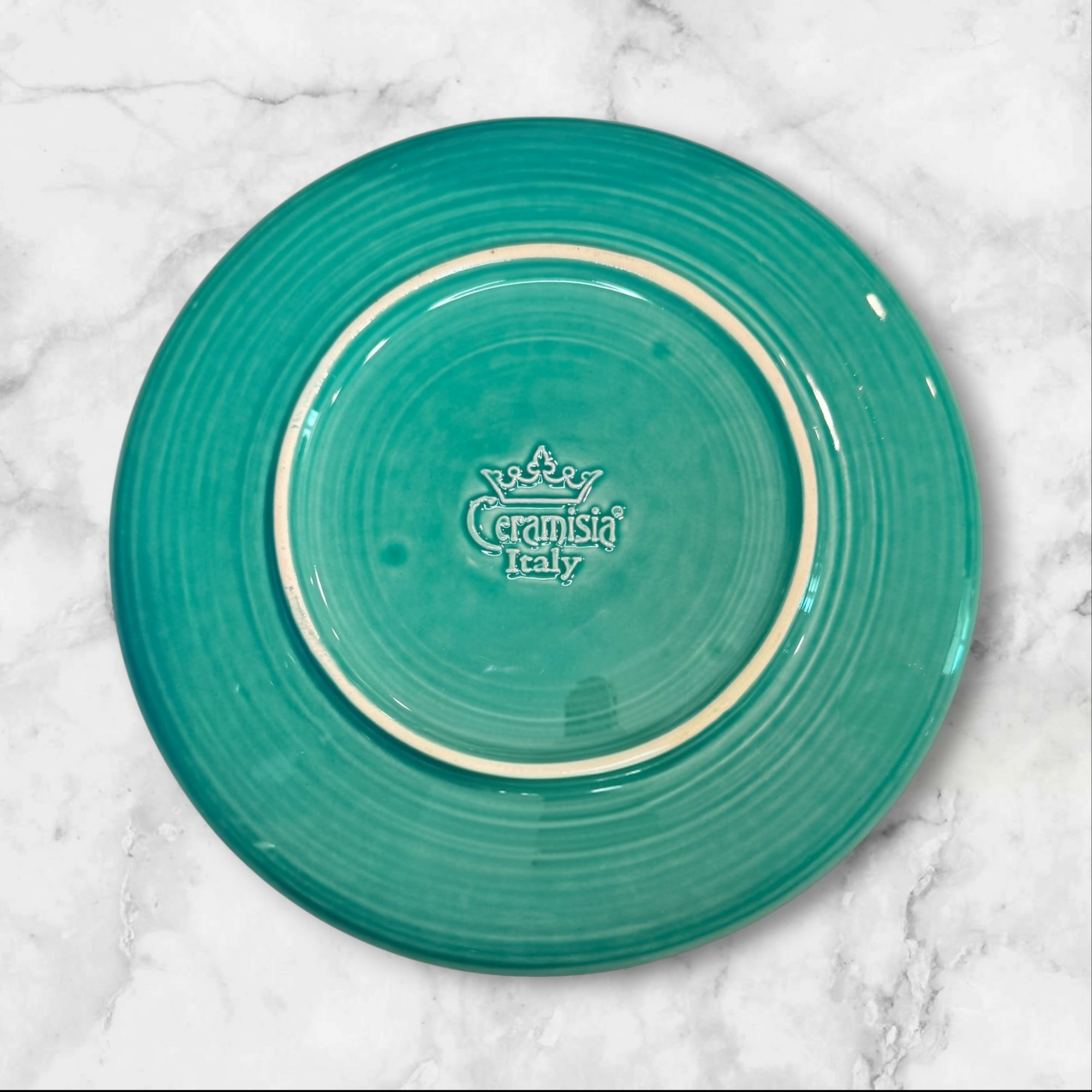 Ceramica Italy Aqua Beaded Dinner Plates Set of 4 | Great Condition