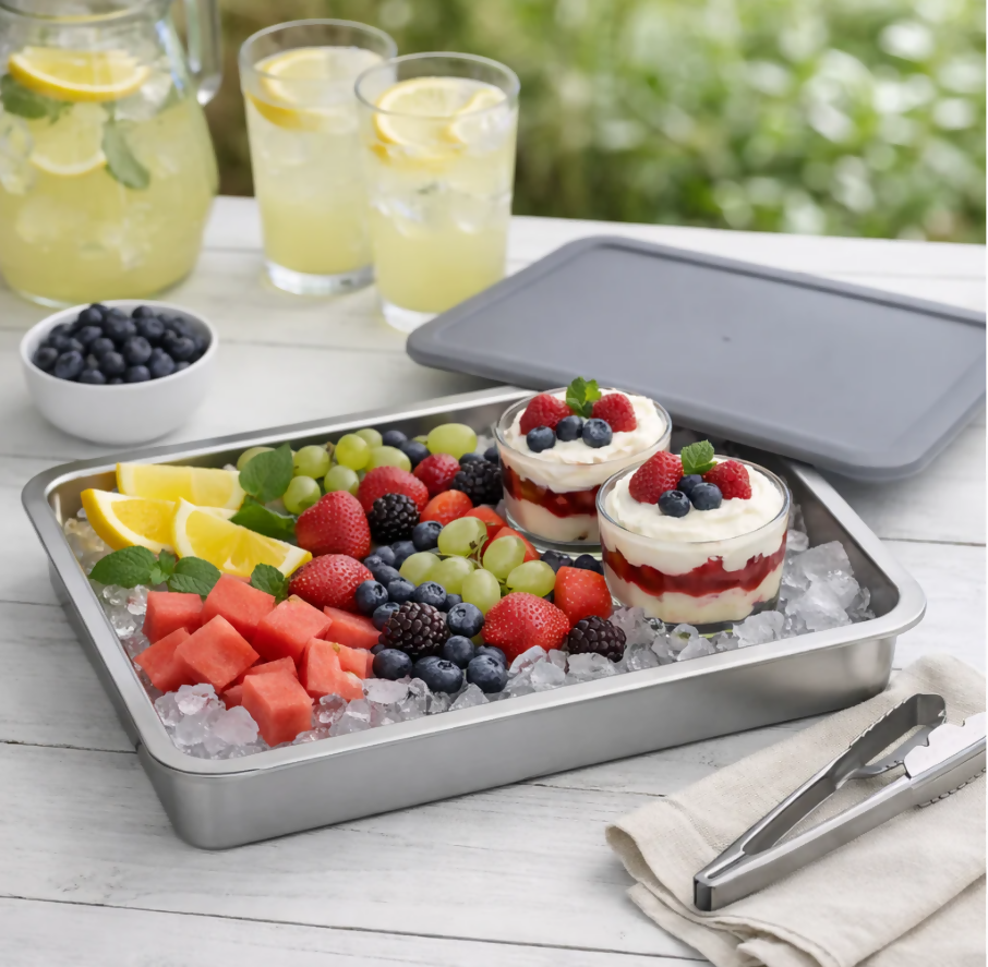 Anygleam Silver Stainless Steel Crisper Box – 2Pcs Food Grade Food Storage Container with Lid