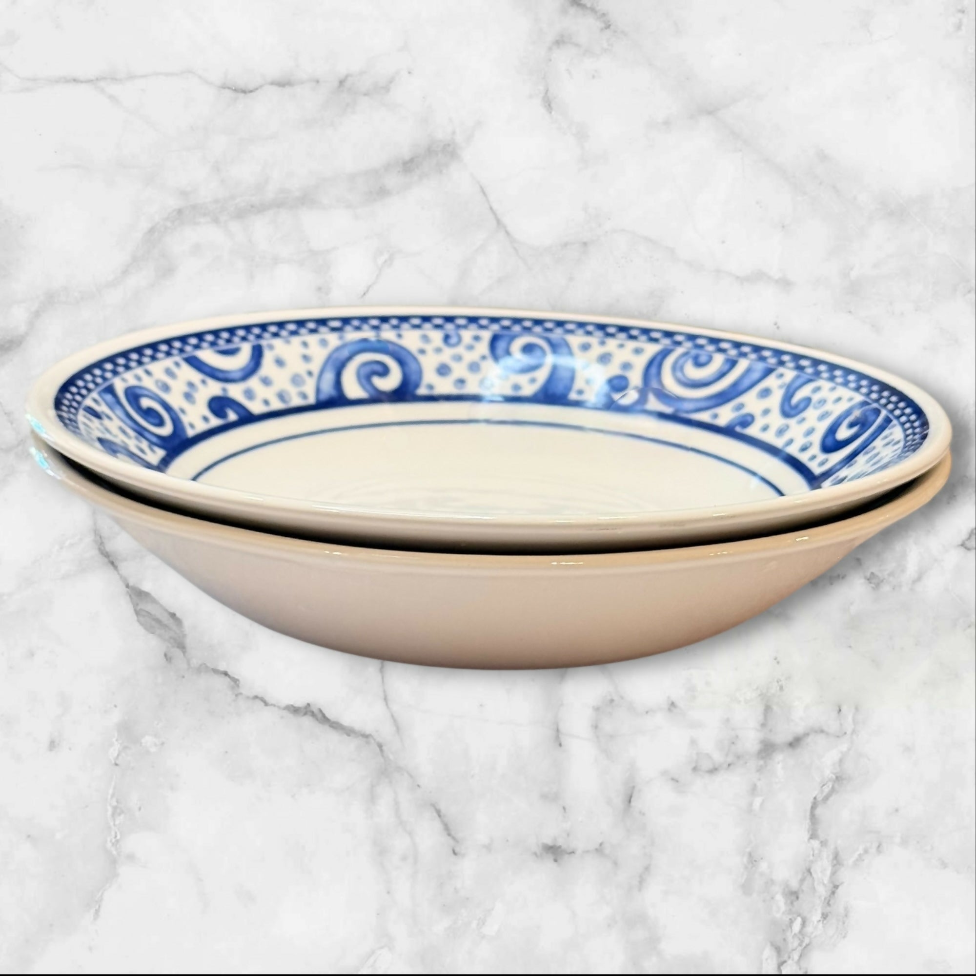Churchill Blue Scroll Soup Bowls | Set of 2 | Excellent Condition