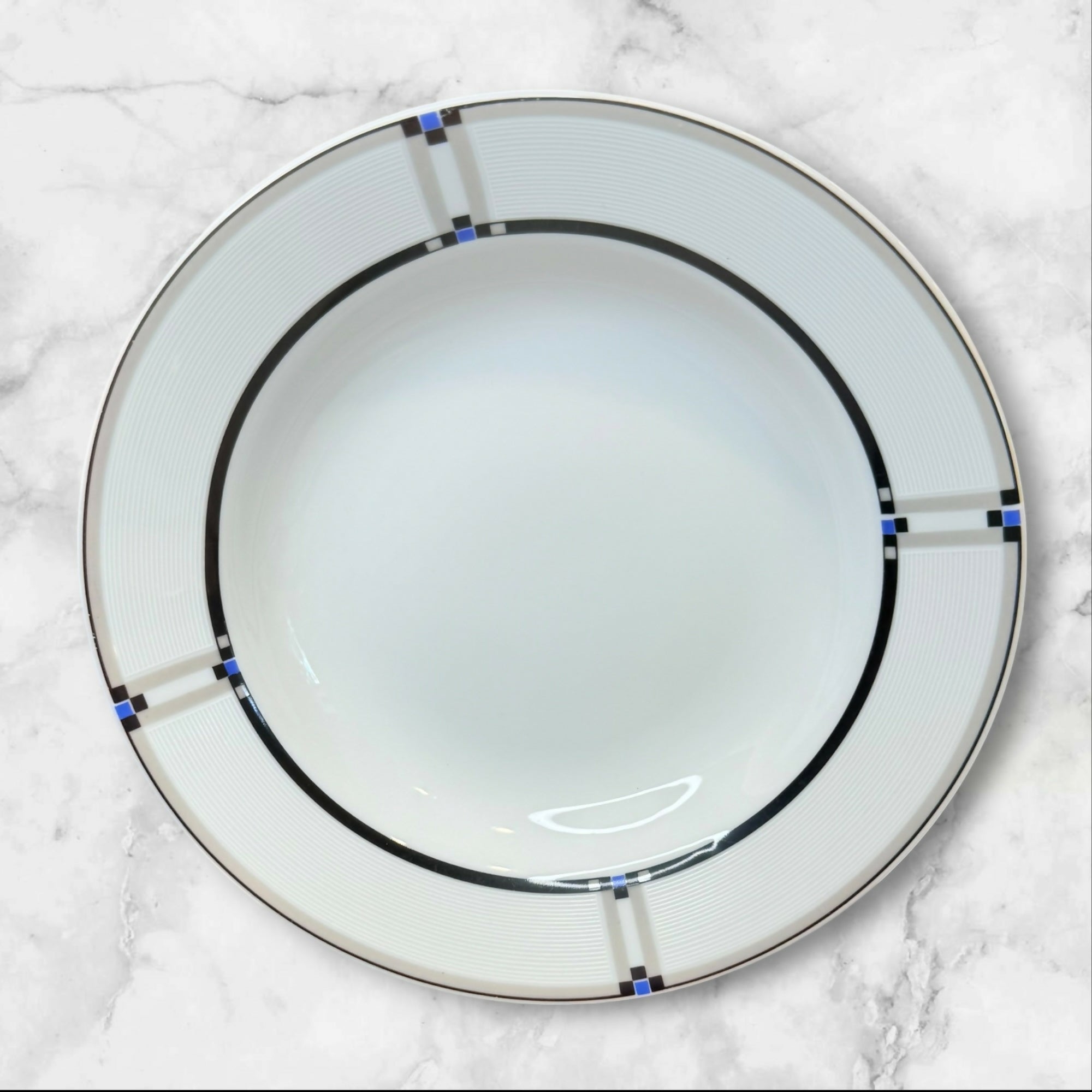 Studio Nova Tangent Black Blue Rim Soup Bowls | Set of 4 | Excellent Condition