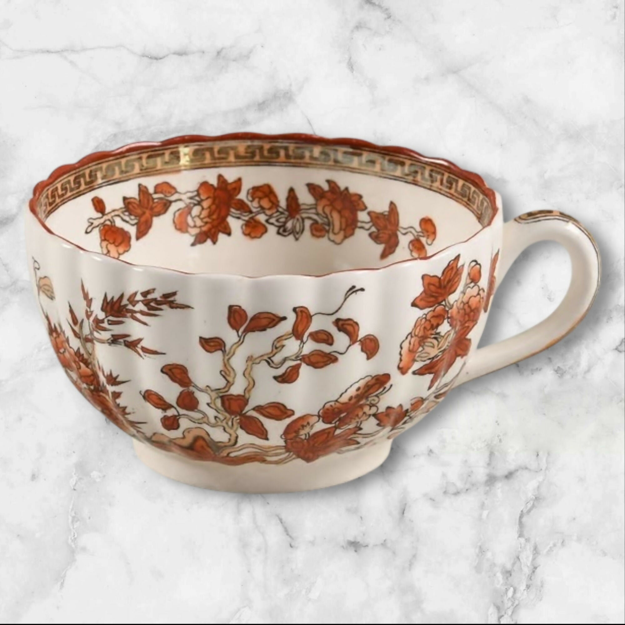 Spode Copeland India Tree Orange Rust Cup & Saucer | Excellent Condition