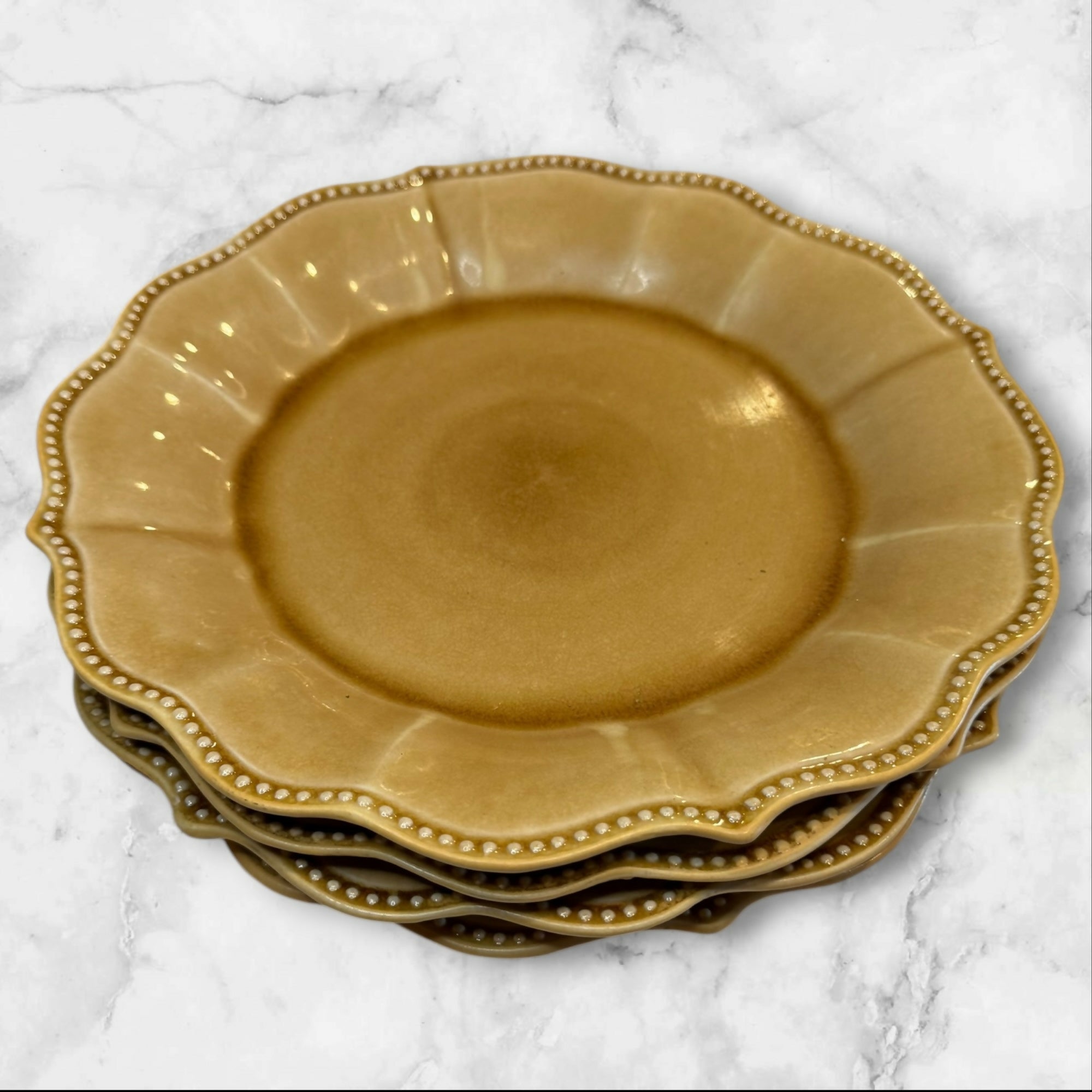 Pioneer Woman Paige Amber Crackle Dinner Plates | Set of 4 | Good Condition