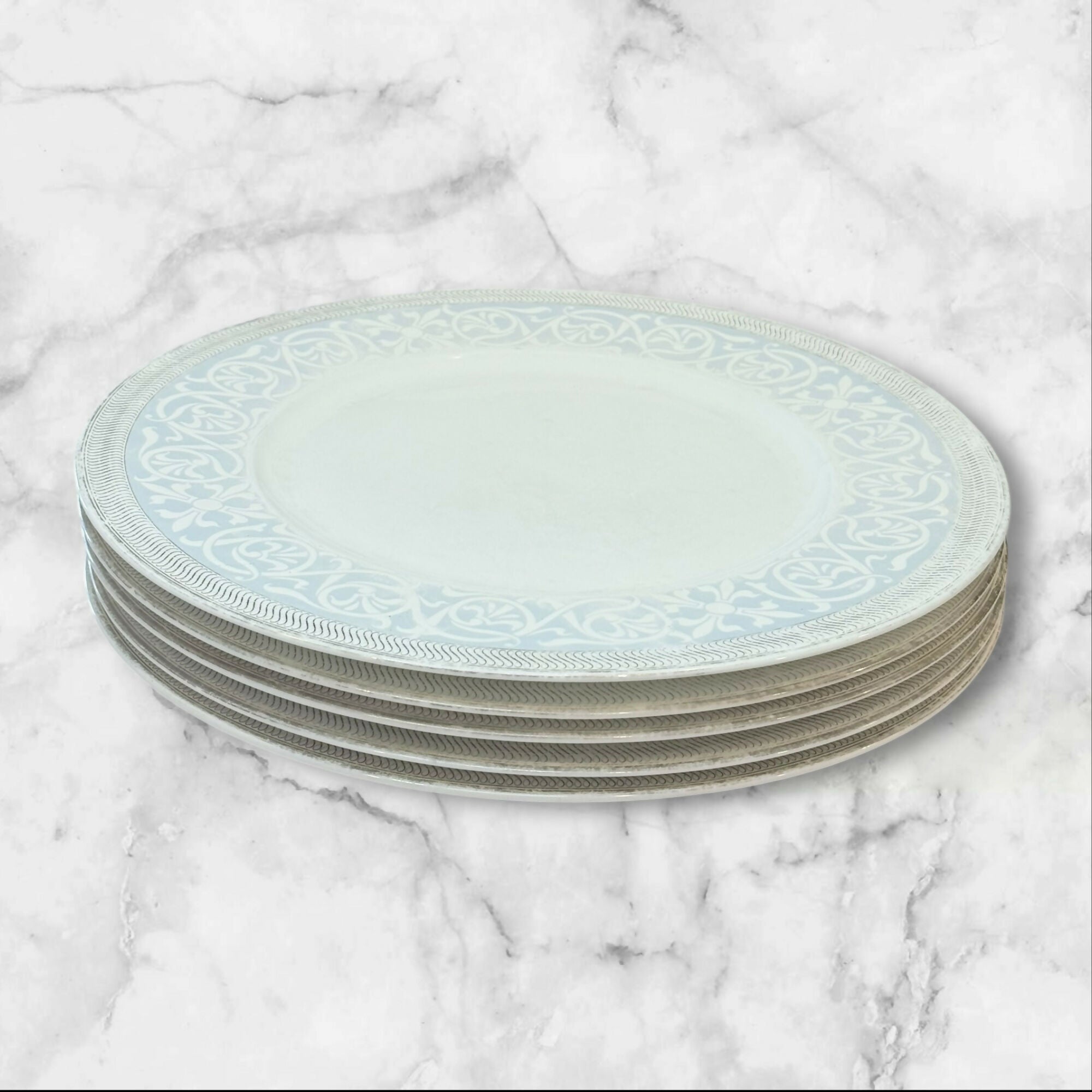 WhitePeony Fine Bone China Dinner Plates 10.75” | Set of 9 | Gently Used