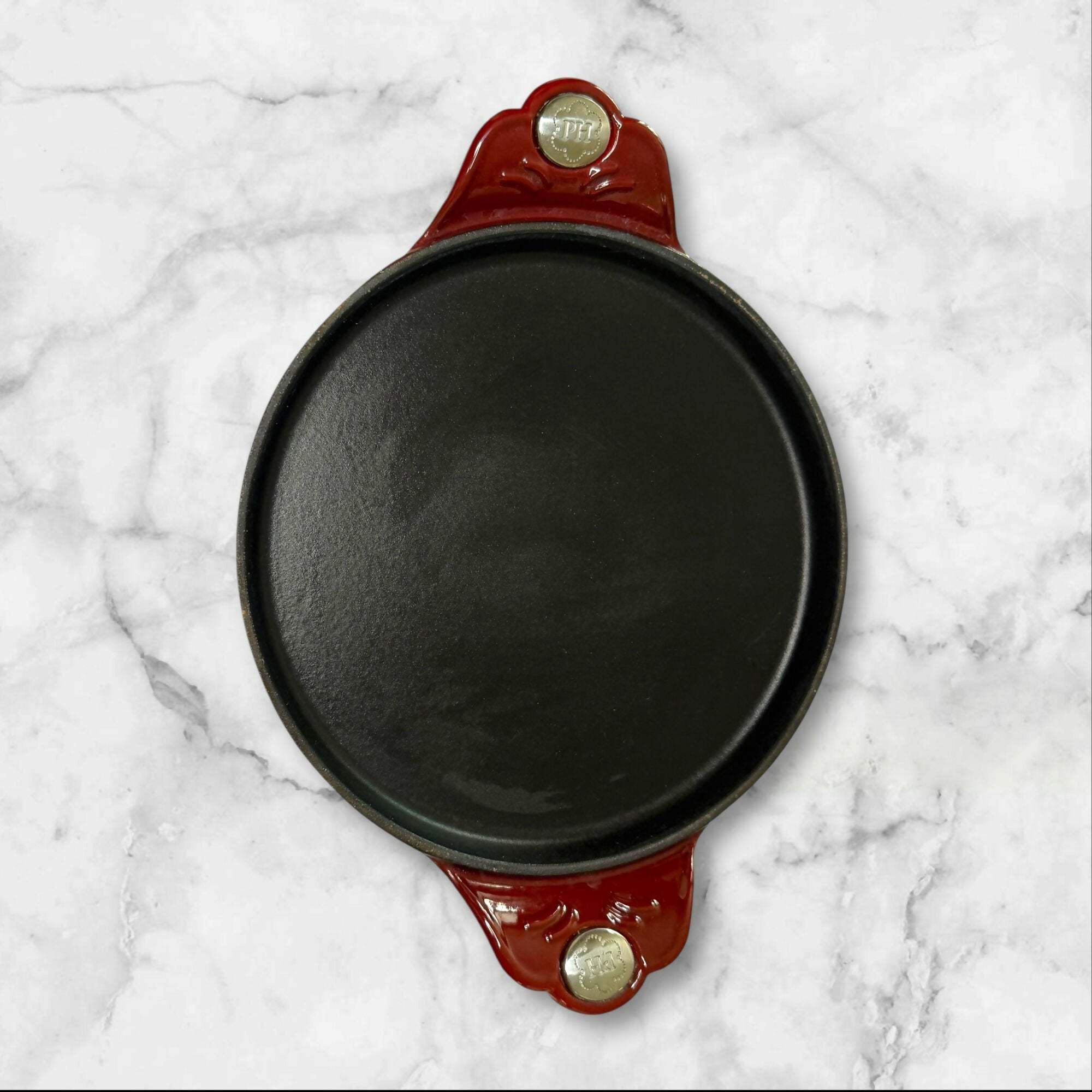 Princess House Mi Cocina Red Cast Iron Oval Griddle | 14” Handle | Great Condition