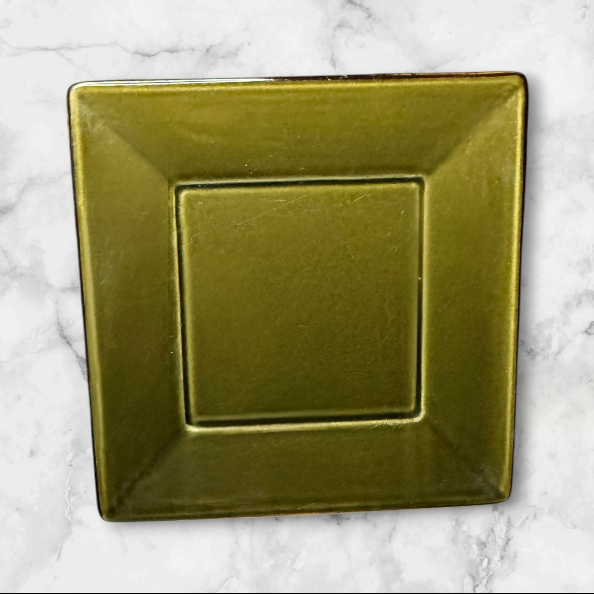 Pottery Barn Asian Square Green Dinner Salad Plates Set of 7 Excellent